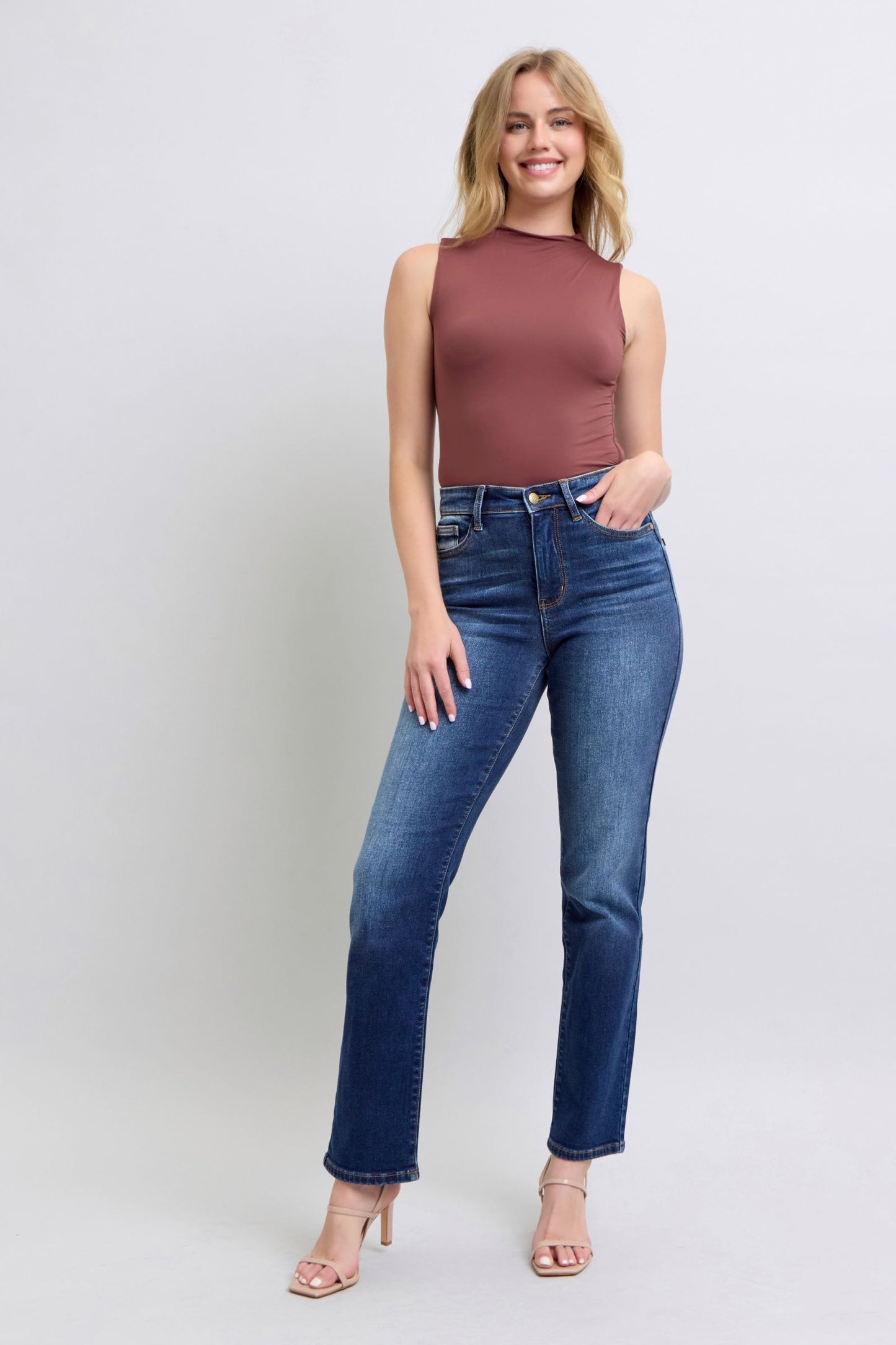 Judy Blue Full Size Washed Straight Leg Jeans with Pockets-BOTTOM SIZES SMALL MEDIUM LARGE-[Adult]-[Female]-2022 Online Blue Zone Planet