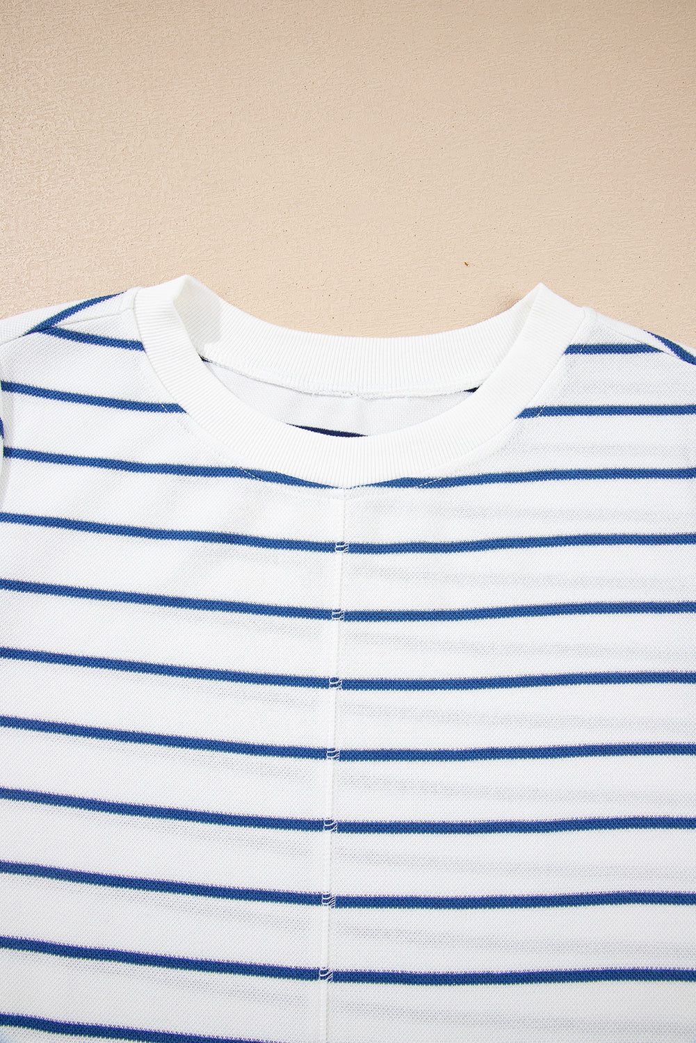 Sail Blue Striped Long Sleeve Top Drawstring Wide Leg Pants 2pcs Outfit-Two Piece Sets/Pant Sets-[Adult]-[Female]-2022 Online Blue Zone Planet