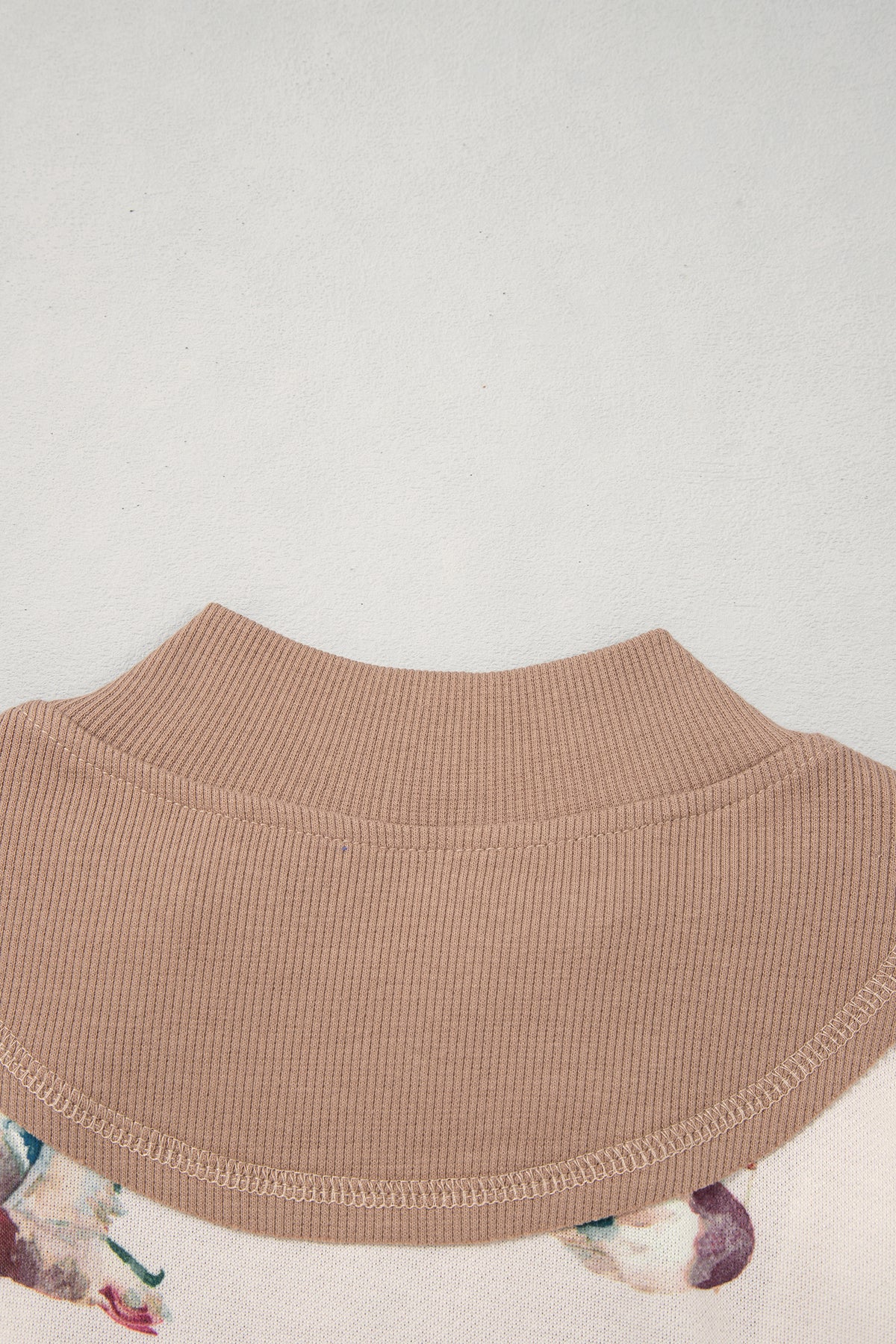 Beige Wild Mallard Print Color Block Patchwork Zip Neck Tunic Top-Tops/Long Sleeve Tops-[Adult]-[Female]-2022 Online Blue Zone Planet