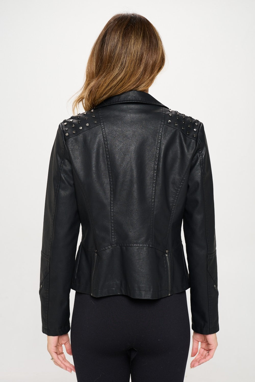 Coalition LA Studded Classic Moto Faux Leather Jacket-TOPS / DRESSES-[Adult]-[Female]-2022 Online Blue Zone Planet