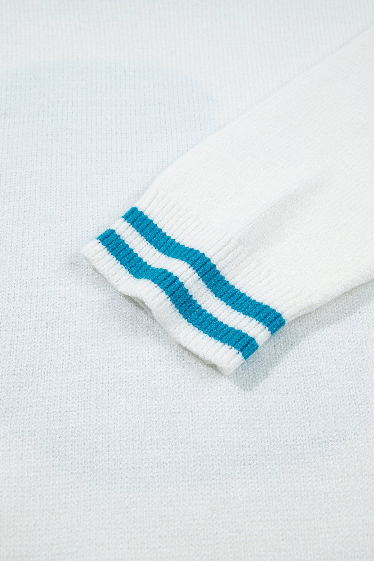 Light Blue Bulldog Contrast Trim Round Neck Casual Sweater-TOPS / DRESSES-[Adult]-[Female]-2022 Online Blue Zone Planet