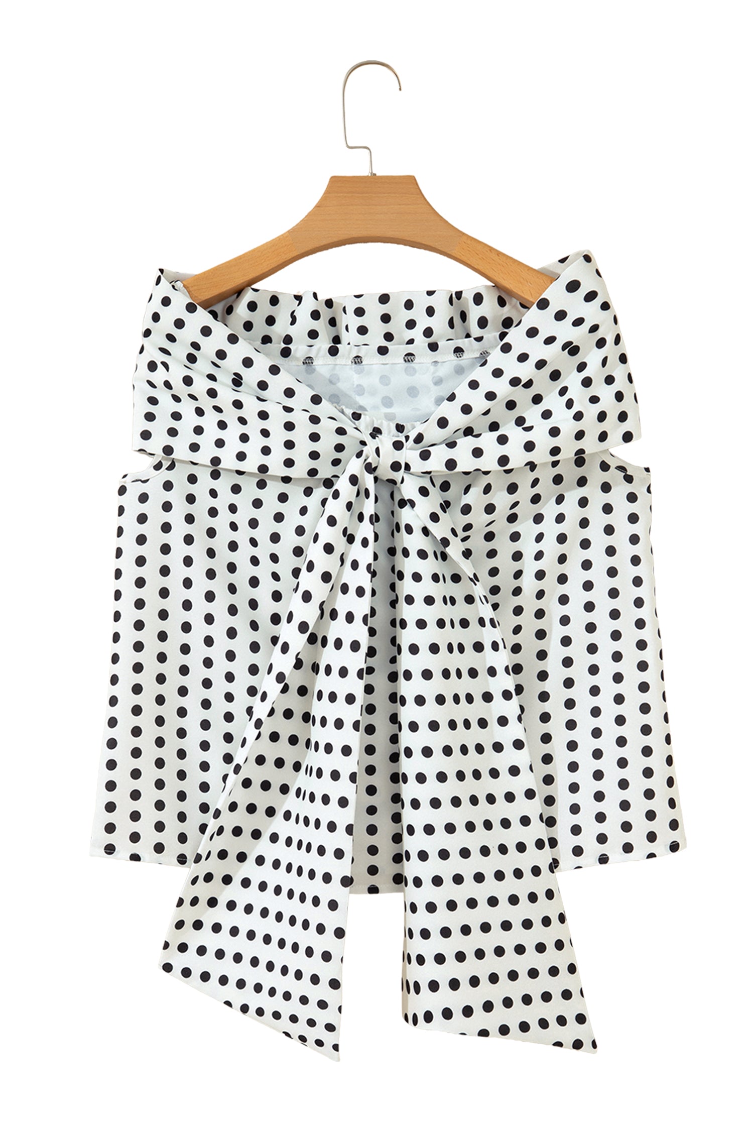 White Polka Dot Off Shoulder Bow Knot Short Sleeve Blouse-Tops/Blouses & Shirts-[Adult]-[Female]-2022 Online Blue Zone Planet