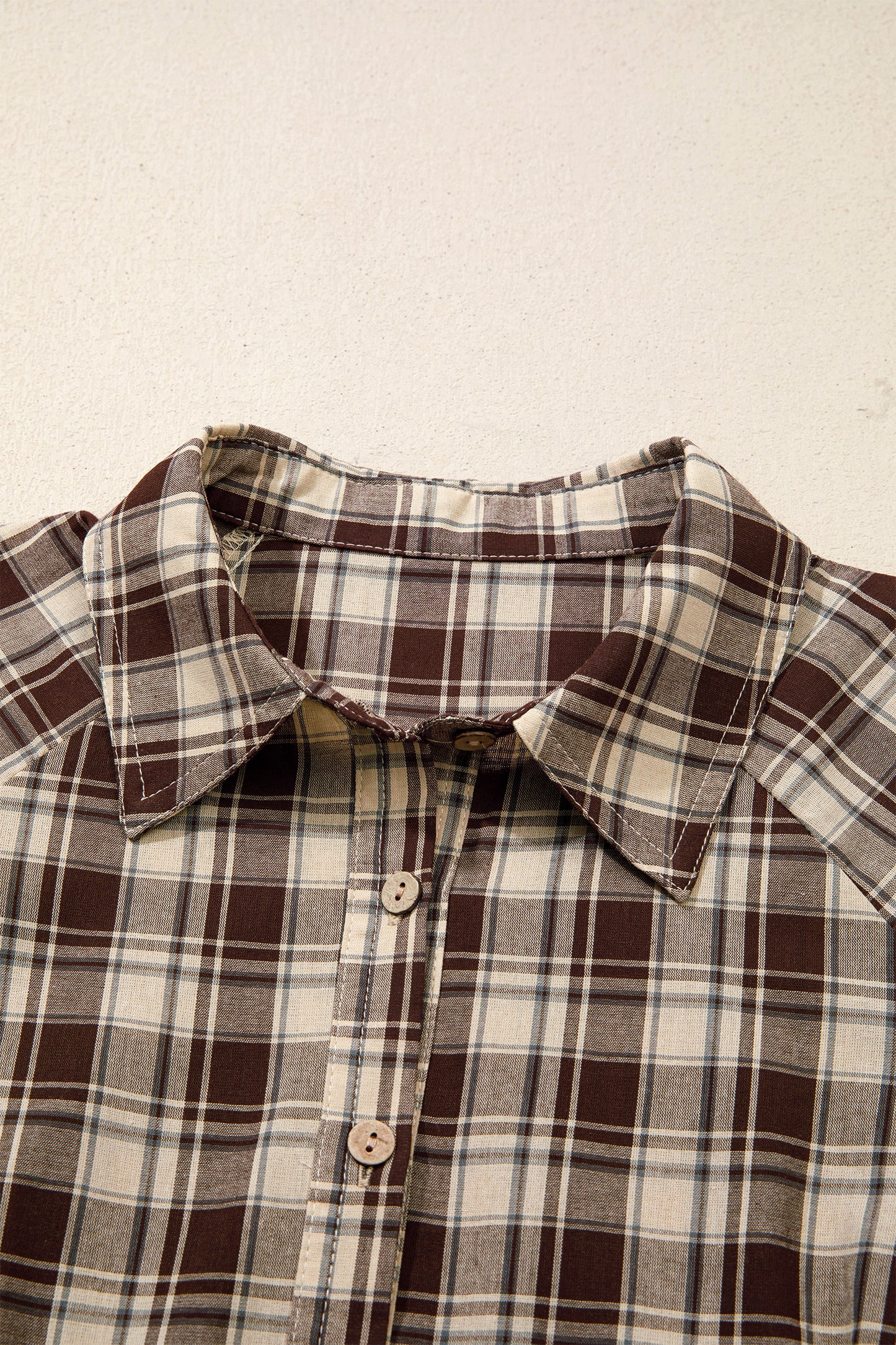 Brown Plaid Long Sleeve Short Shift Mini Dress-TOPS / DRESSES-[Adult]-[Female]-2022 Online Blue Zone Planet