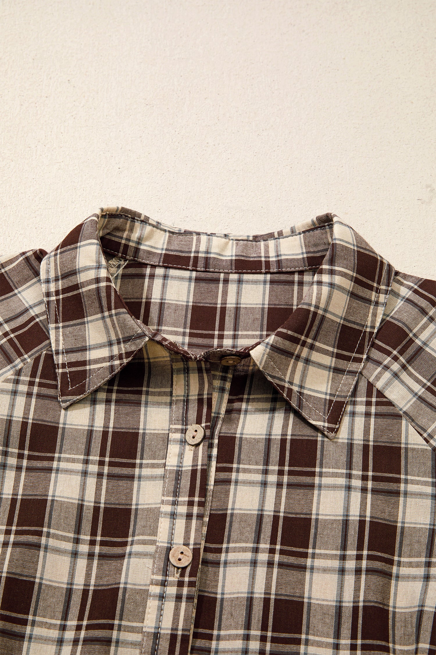 Brown Plaid Long Sleeve Short Shift Mini Dress-TOPS / DRESSES-[Adult]-[Female]-2022 Online Blue Zone Planet