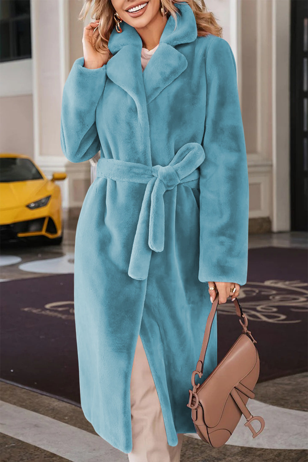 Blue Zone Planet | Full Size Fuzzy Tied Collared Neck Coat-TOPS / DRESSES-[Adult]-[Female]-2022 Online Blue Zone Planet