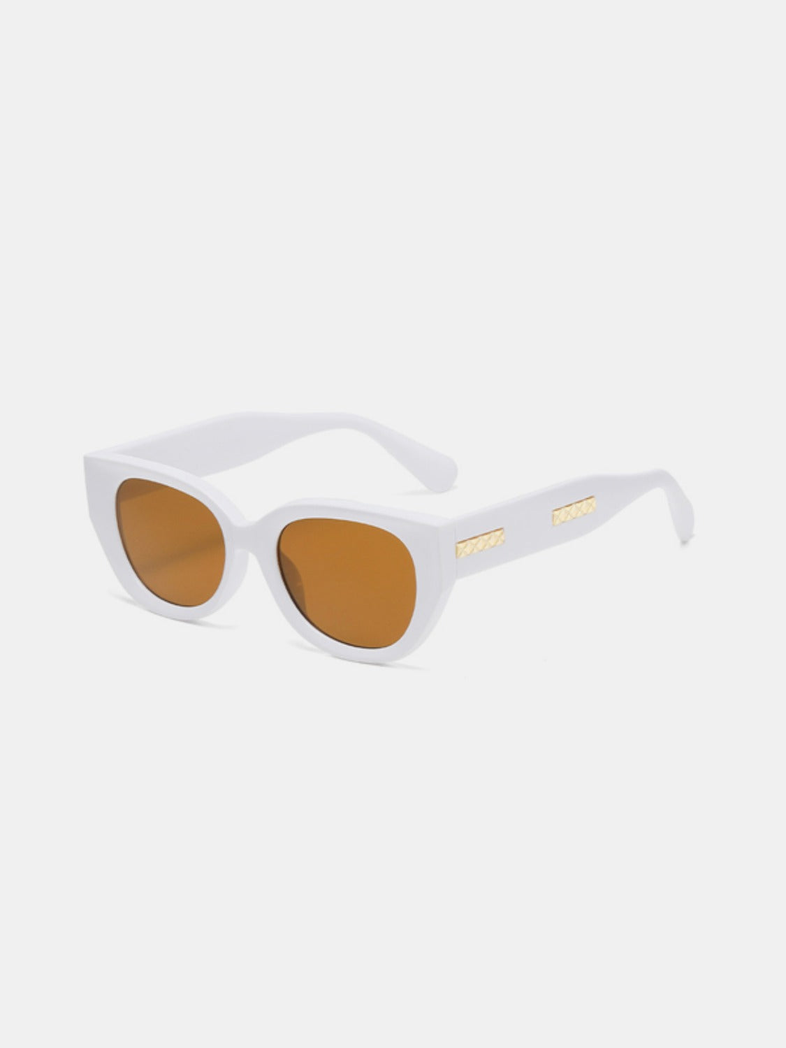 Cat Eye Polycarbonate Frame Sunglasses-SUN GLASSES-[Adult]-[Female]-White-One Size-2022 Online Blue Zone Planet