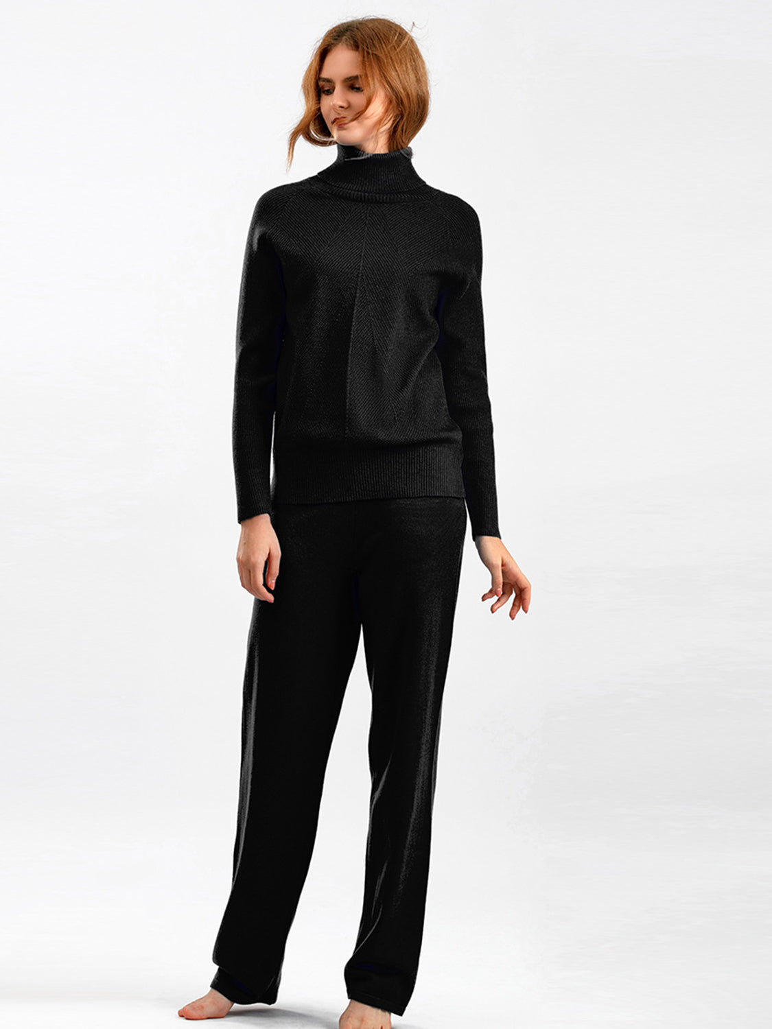 Blue Zone Planet | Basic Bae Turtleneck Raglan Sleeve Top and Pants Sweater Set-TOPS / DRESSES-[Adult]-[Female]-Black-One Size-2022 Online Blue Zone Planet