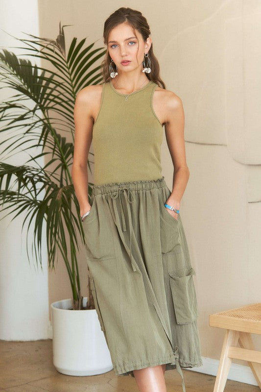 ADORA Drawstring Sleeveless Washed Dress-TOPS / DRESSES-[Adult]-[Female]-2022 Online Blue Zone Planet
