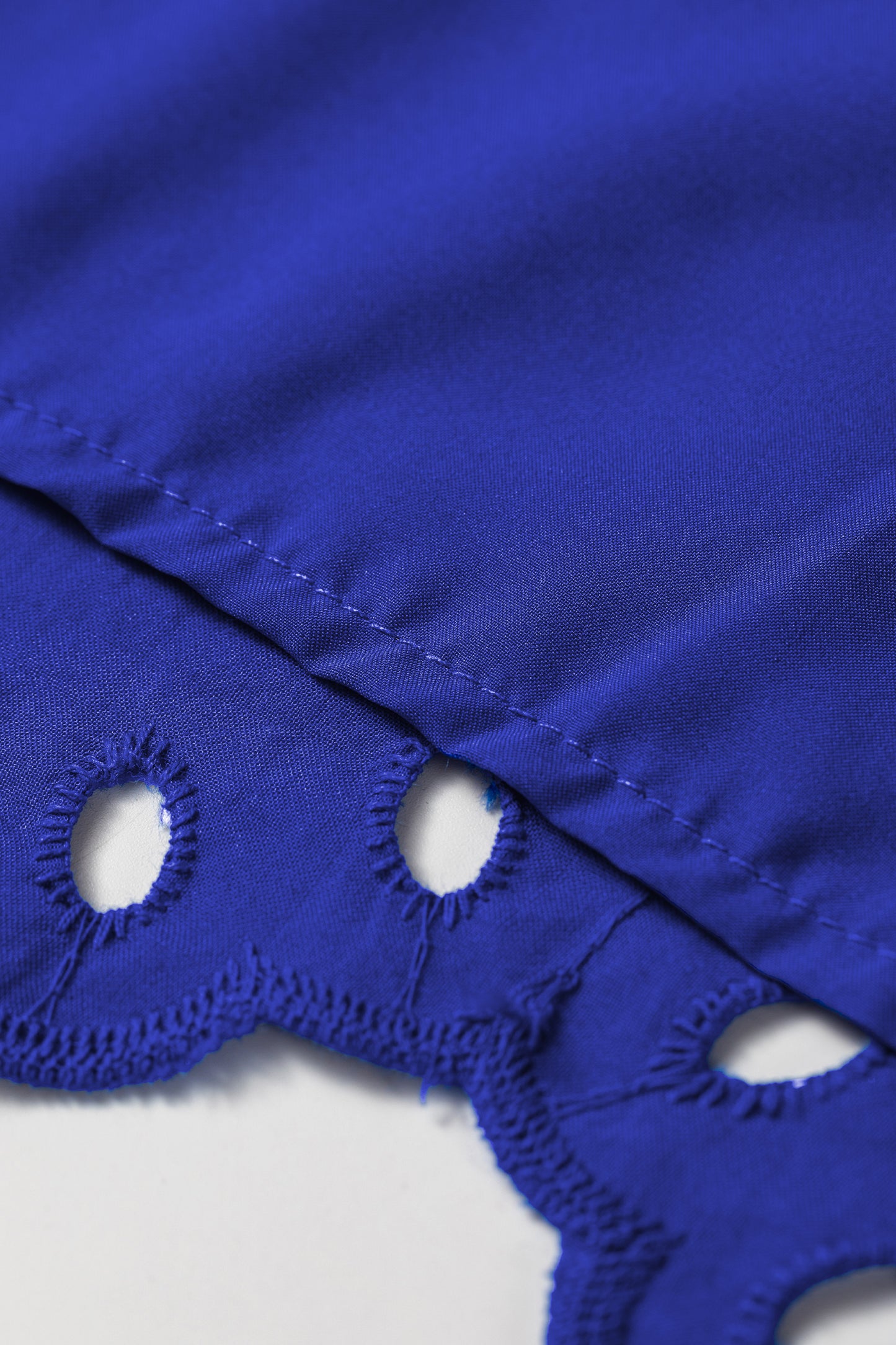 Dark Blue Solid Color Eyelet Embroidered T Shirt Mini Dress-TOPS / DRESSES-[Adult]-[Female]-2022 Online Blue Zone Planet