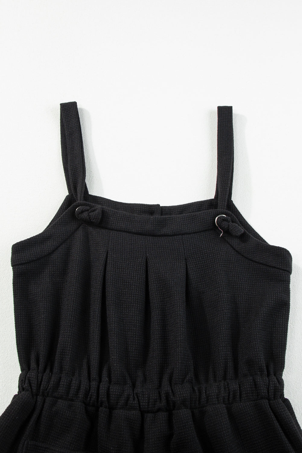 Black Knotted Straps Button Textured Drawstring Jumpsuit-Sale (50% OFF)/30% OFF-[Adult]-[Female]-2022 Online Blue Zone Planet