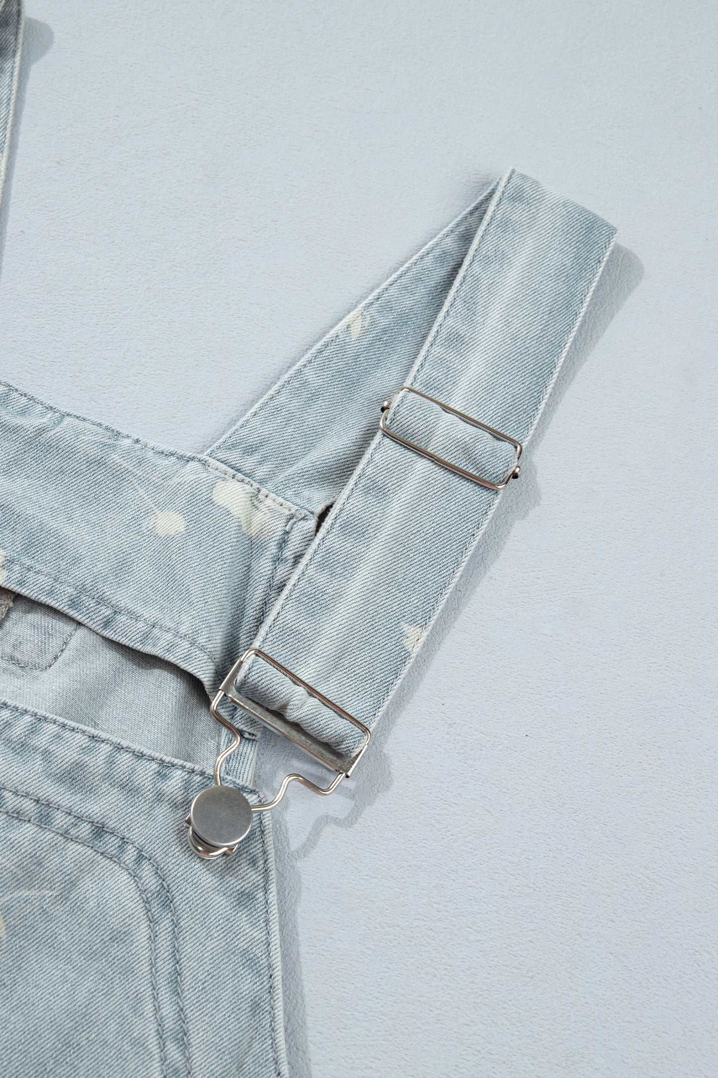 Sky Blue Retro Wash Denim Floral Print Overall Mini Dress-TOPS / DRESSES-[Adult]-[Female]-2022 Online Blue Zone Planet