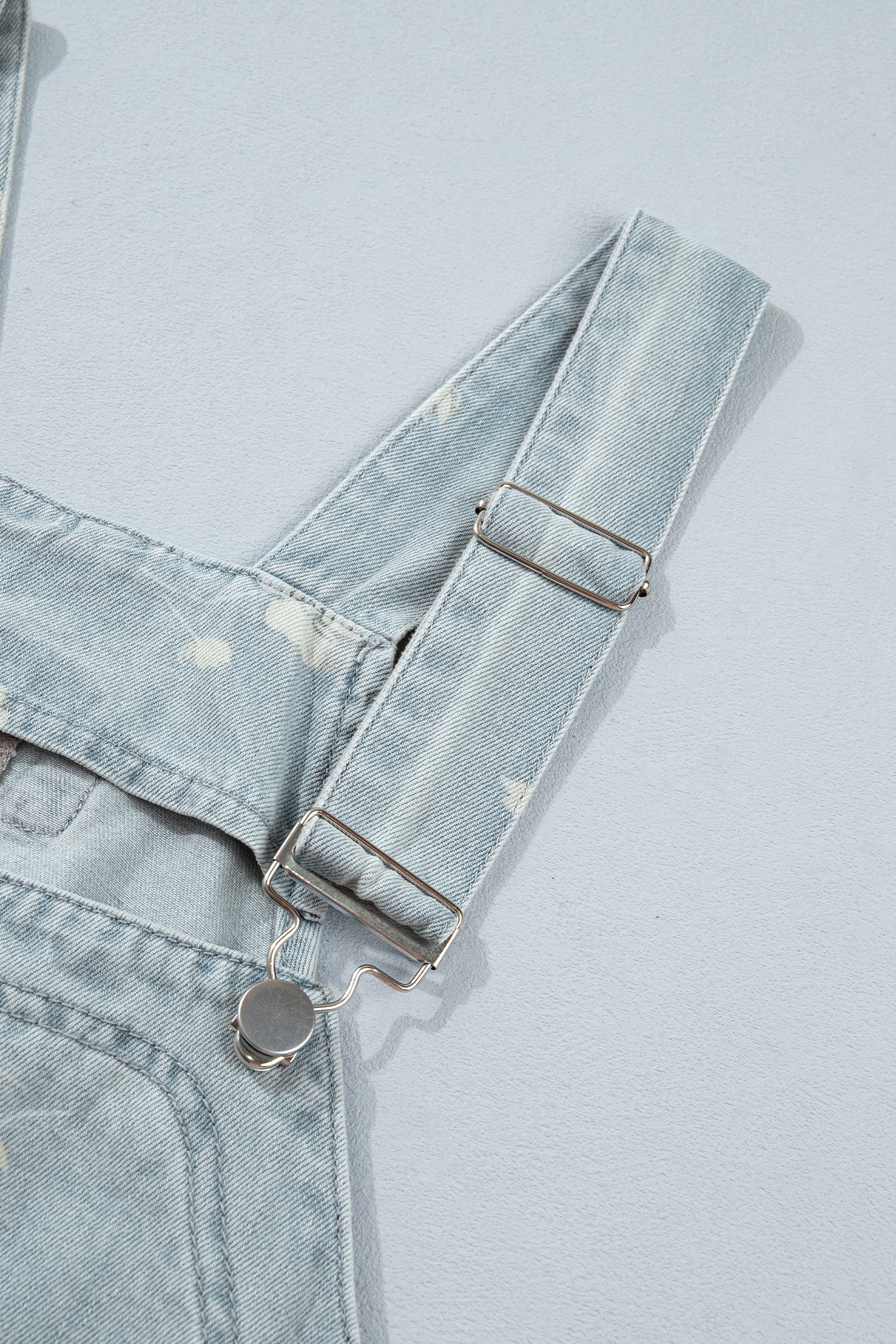 Sky Blue Retro Wash Denim Floral Print Overall Mini Dress-TOPS / DRESSES-[Adult]-[Female]-2022 Online Blue Zone Planet