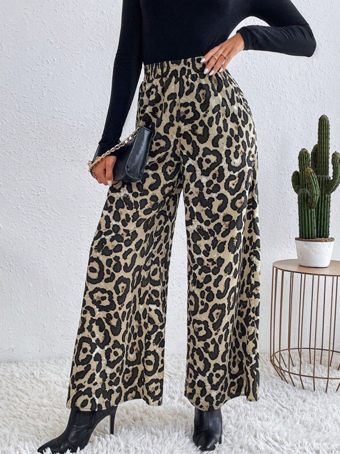 Printed Elastic Waist Wide Leg Pants-BOTTOM SIZES SMALL MEDIUM LARGE-[Adult]-[Female]-2022 Online Blue Zone Planet