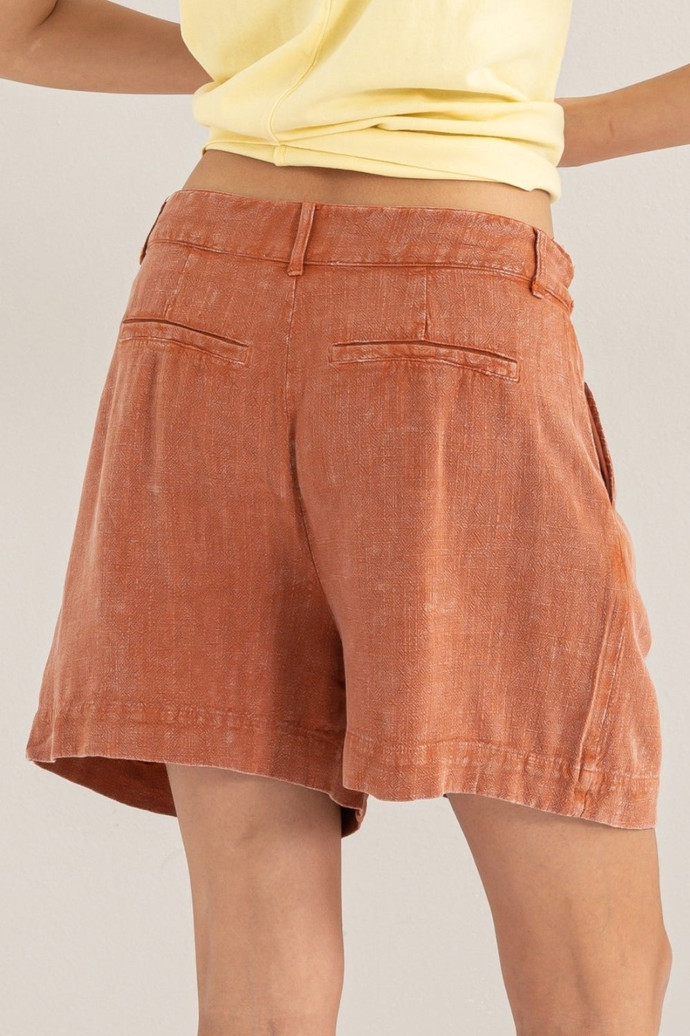 HYFVE High Waist Pleated Linen Shorts-BOTTOMS SIZES SMALL MEDIUM LARGE-[Adult]-[Female]-2022 Online Blue Zone Planet