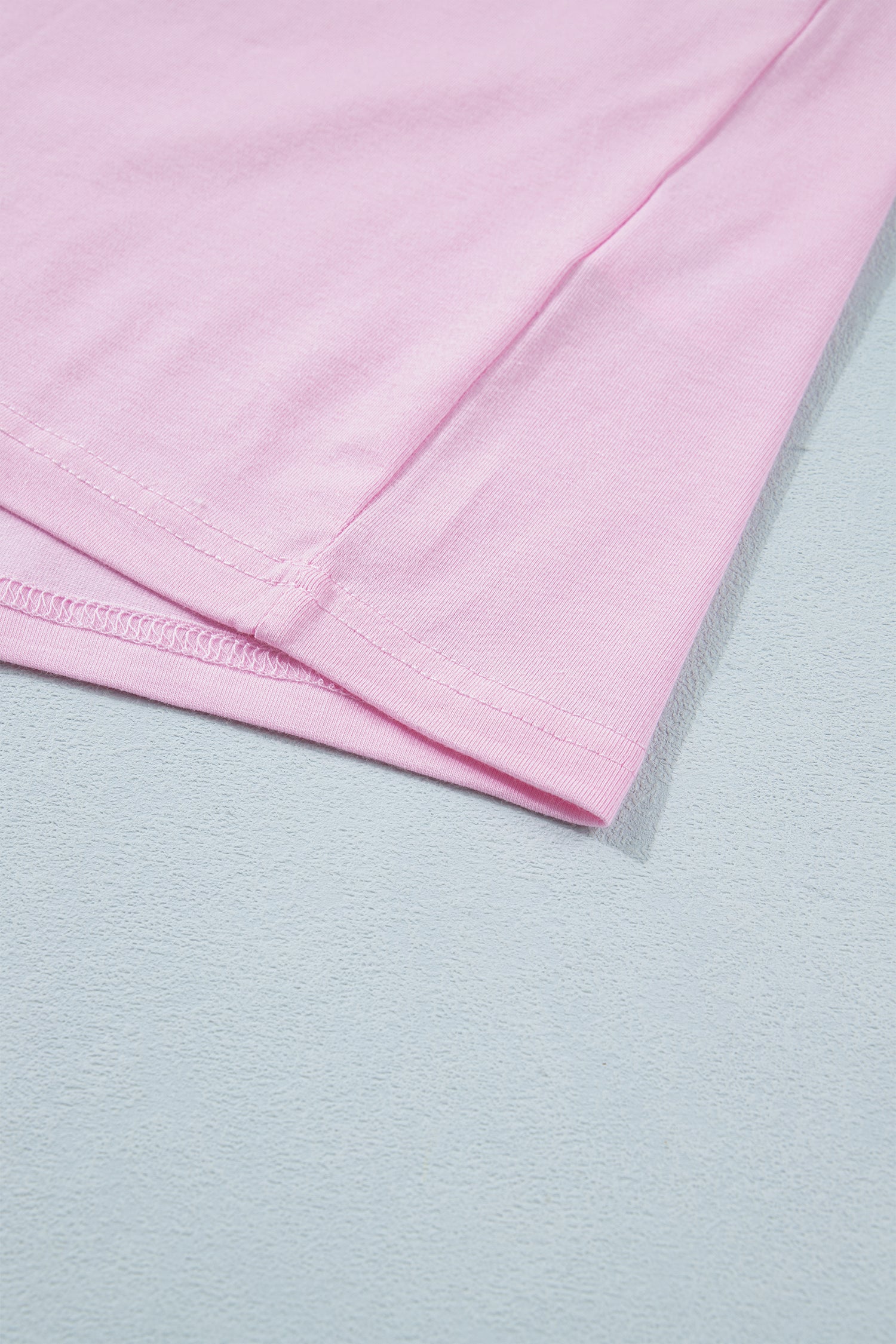 Gossamer Pink Embroidered Bow Detail Color Block Loose Tee-Tops/Tops & Tees-[Adult]-[Female]-2022 Online Blue Zone Planet