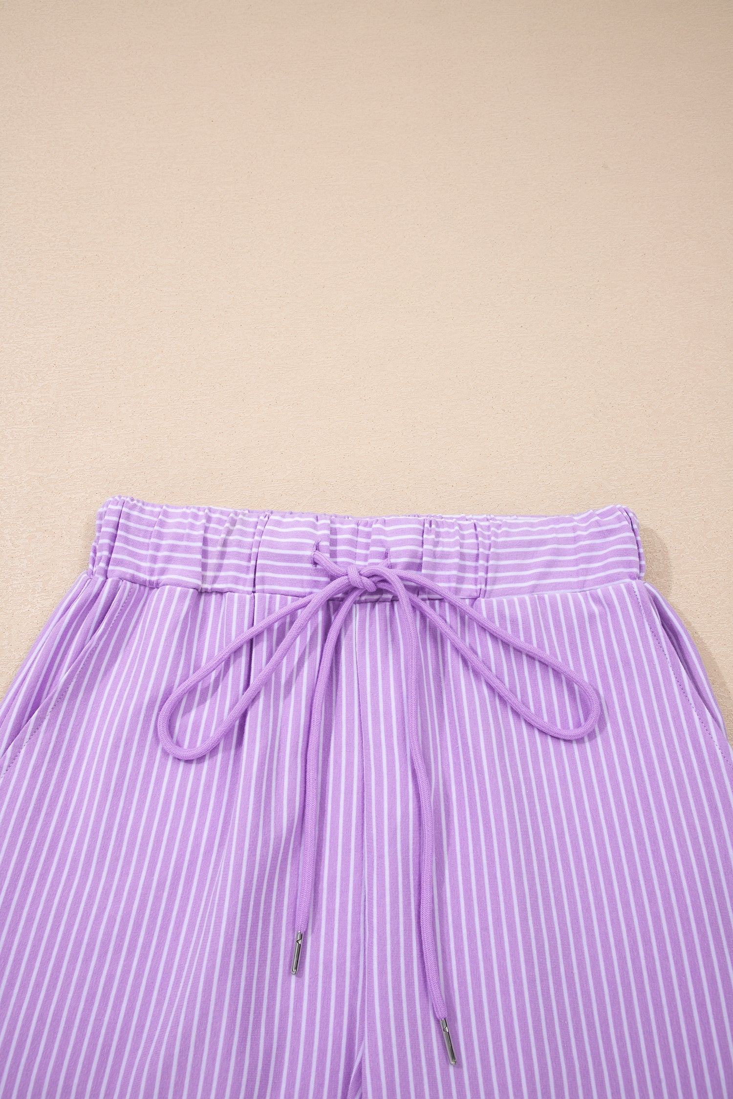 Khaki Stripe Dolman Sleeve Polo Shirt and Drawstring Shorts Set-Two Piece Sets/Short Sets-[Adult]-[Female]-2022 Online Blue Zone Planet