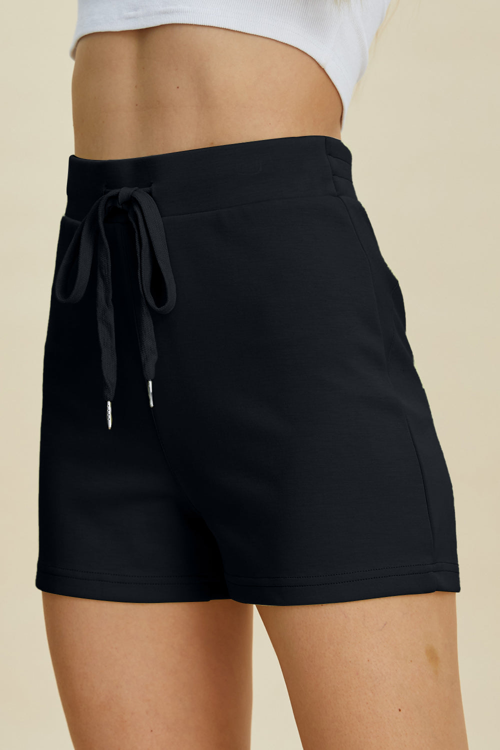 Blue Zone Planet | Basic Bae Full Size Air Scuba Drawstring High Waist Shorts-TOPS / DRESSES-[Adult]-[Female]-2022 Online Blue Zone Planet