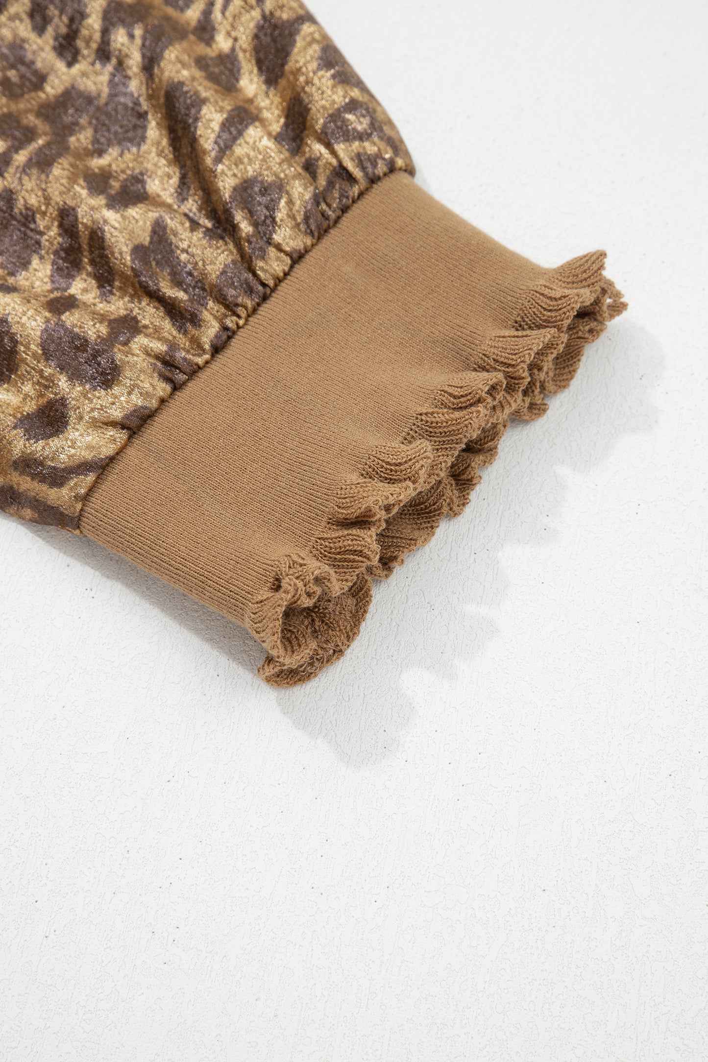 Gold Half Sleeve Metallic Leopard Print Blouse-Tops/Blouses & Shirts-[Adult]-[Female]-2022 Online Blue Zone Planet