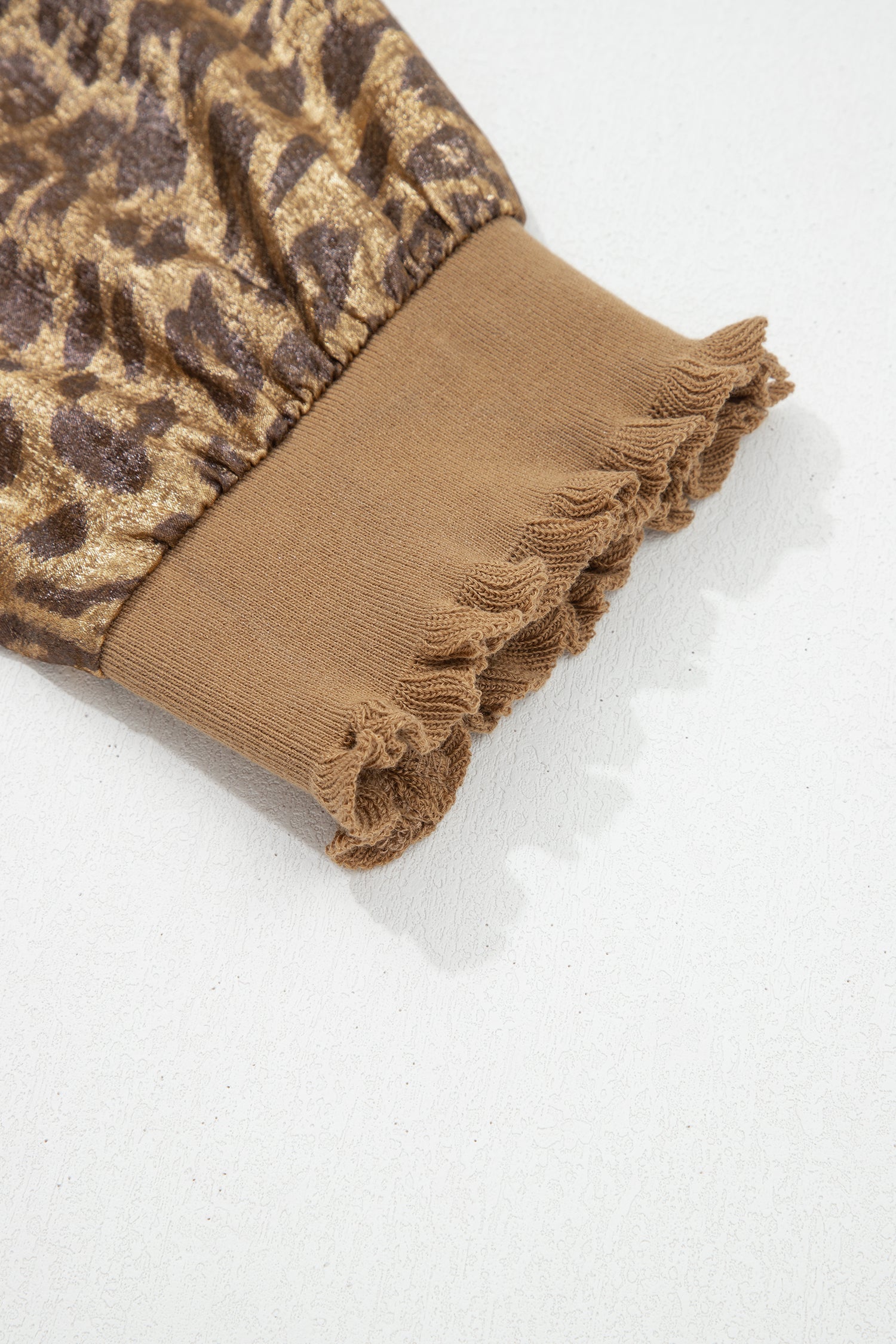 Gold Half Sleeve Metallic Leopard Print Blouse-Tops/Blouses & Shirts-[Adult]-[Female]-2022 Online Blue Zone Planet