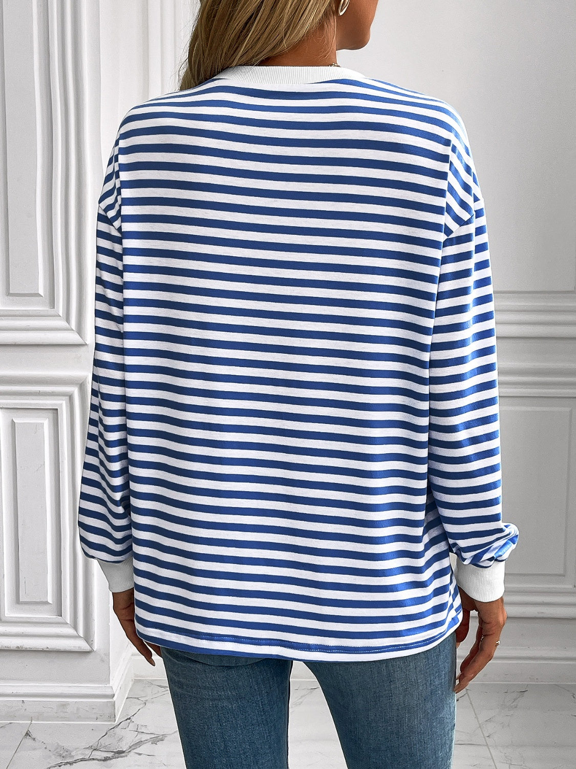 Ivy Lane Striped Round Neck Long Sleeve Sweatshirt-TOPS / DRESSES-[Adult]-[Female]-2022 Online Blue Zone Planet