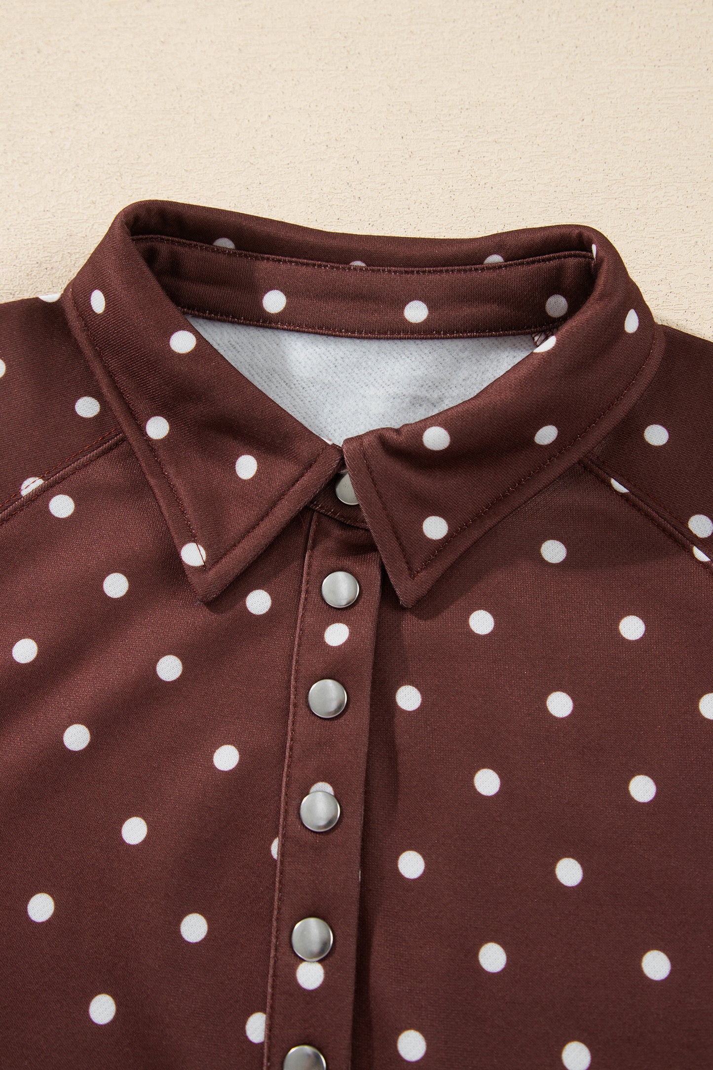 Pink Polka Dot Print Metal Button Collar Casual Pullover Sweatshirt-Tops/Sweatshirts & Hoodies-[Adult]-[Female]-2022 Online Blue Zone Planet