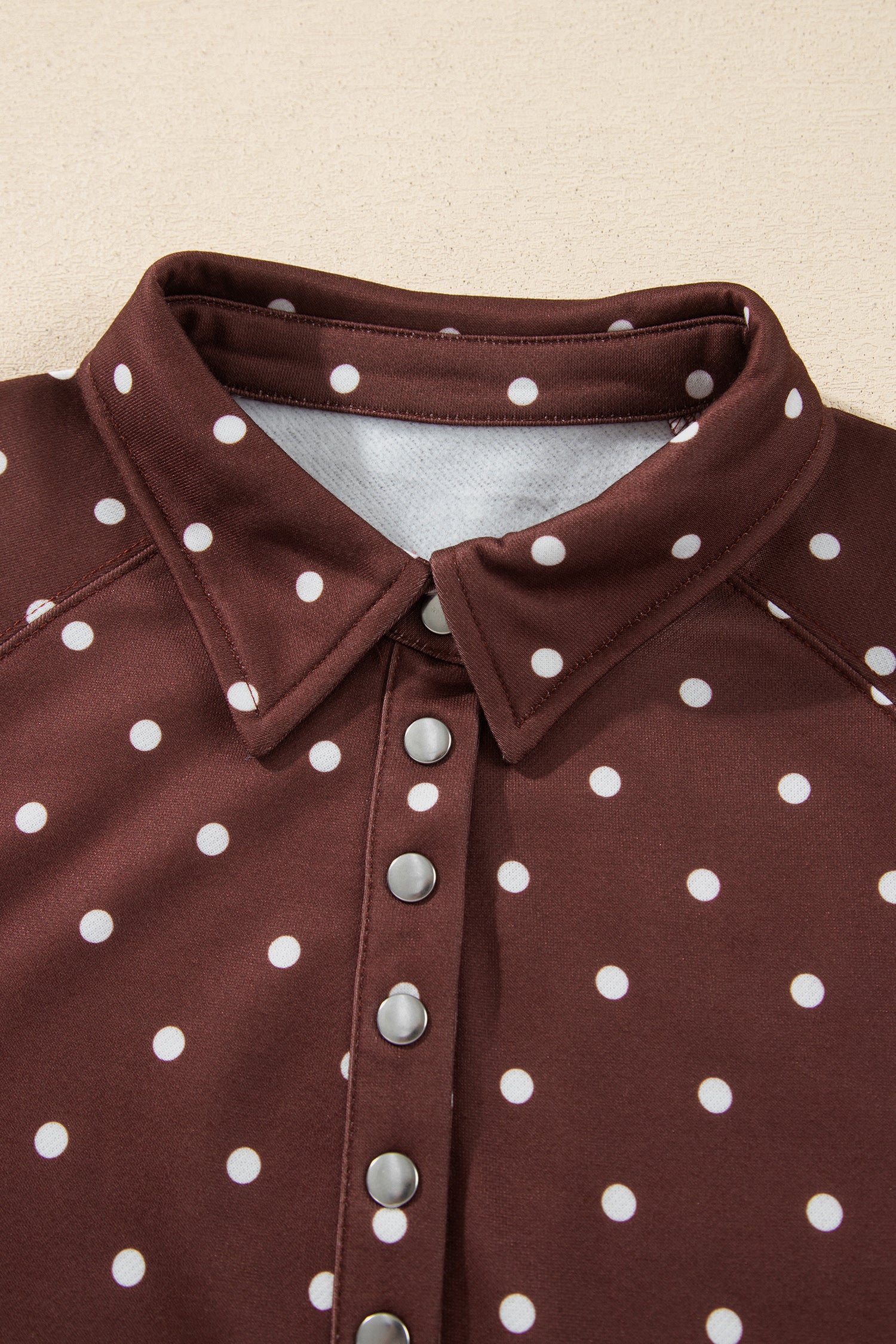 Pink Polka Dot Print Metal Button Collar Casual Pullover Sweatshirt-Tops/Sweatshirts & Hoodies-[Adult]-[Female]-2022 Online Blue Zone Planet