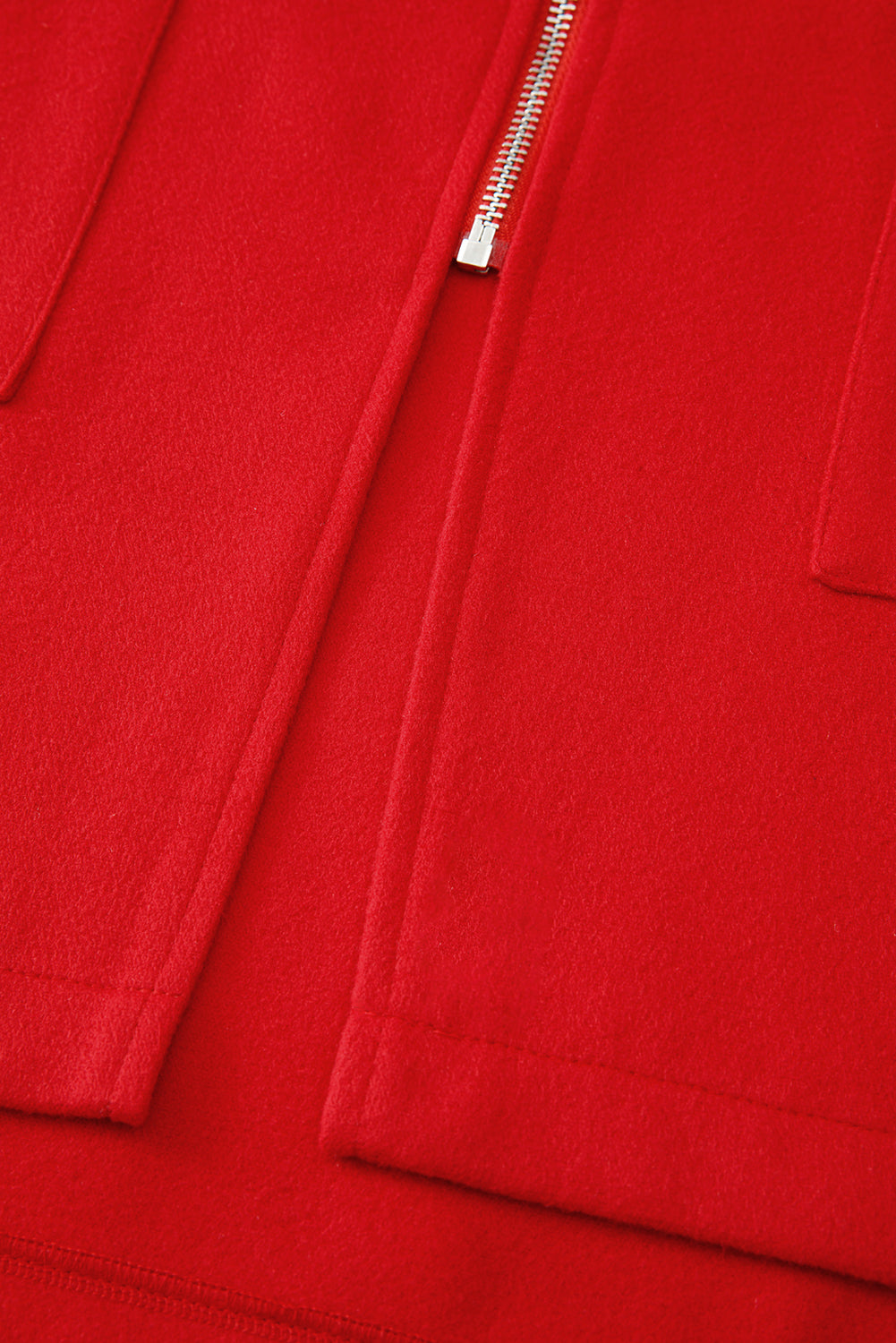 Fiery Red Solid Color Casual Zip up Hooded Coat-Tops / Dresses-[Adult]-[Female]-2022 Online Blue Zone Planet
