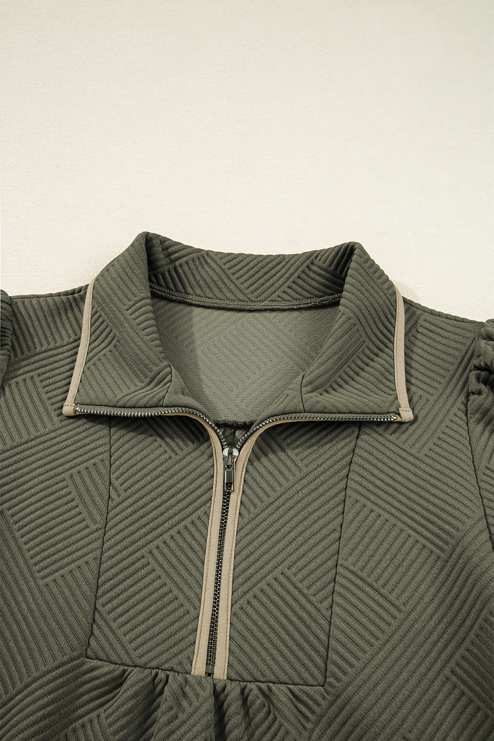 Jungle Green Quarter Zip Collar Bracelet Sleeve Textured Mini Dress-TOPS / DRESSES-[Adult]-[Female]-2022 Online Blue Zone Planet