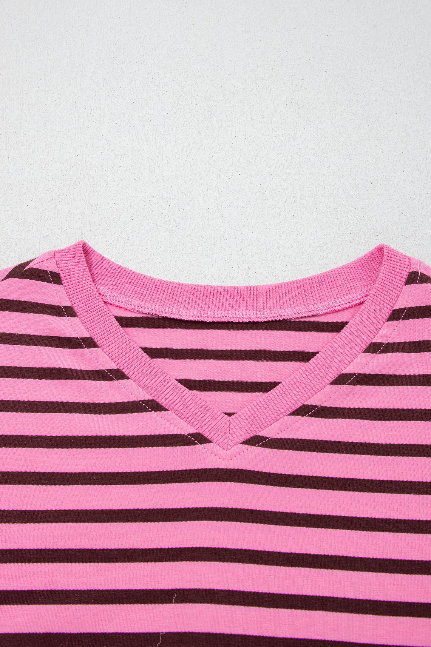 Pink Stripe V Neck Long Sleeve Drop Shoulder Blouse-Tops/Long Sleeve Tops-[Adult]-[Female]-2022 Online Blue Zone Planet