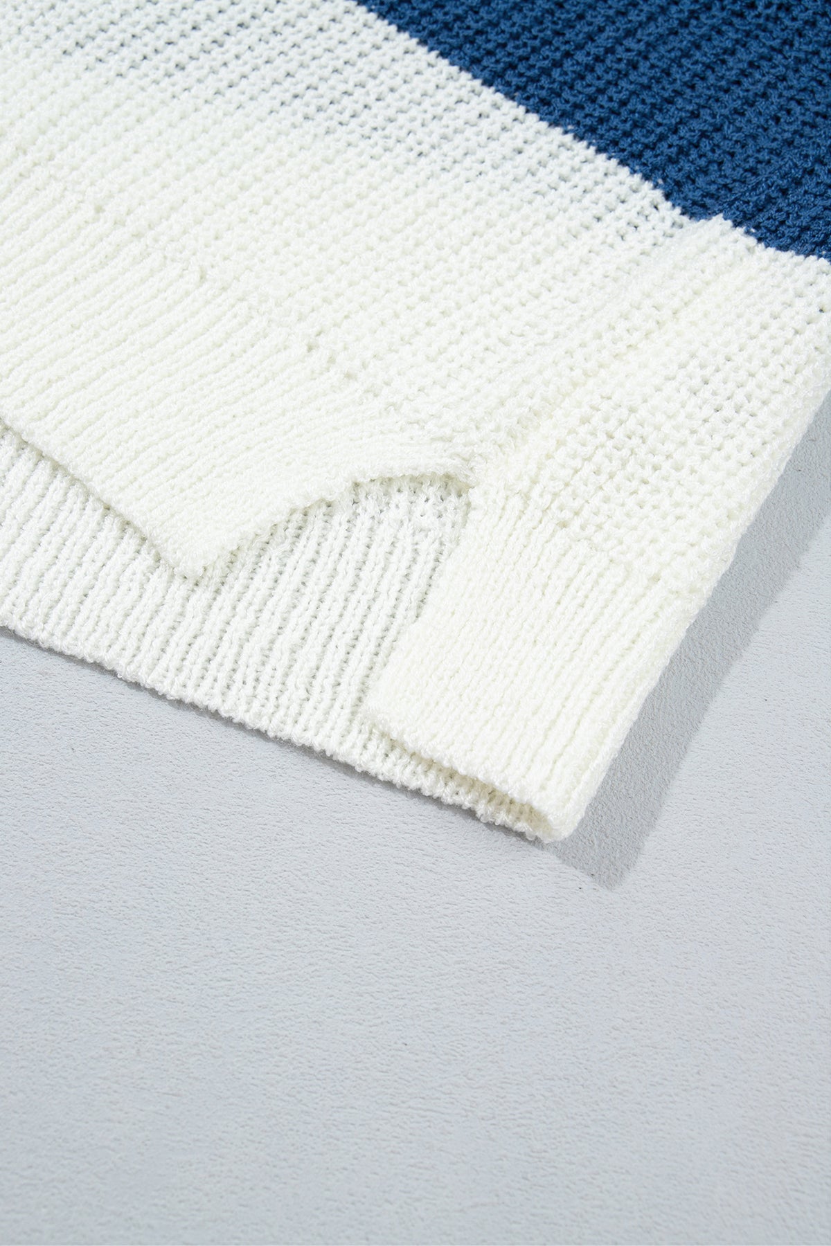Brown Stripe Striped Colorblock Knit V Neck Short Sleeve Loose Sweater-Sweaters & Cardigans/Short Sleeve Sweaters-[Adult]-[Female]-2022 Online Blue Zone Planet