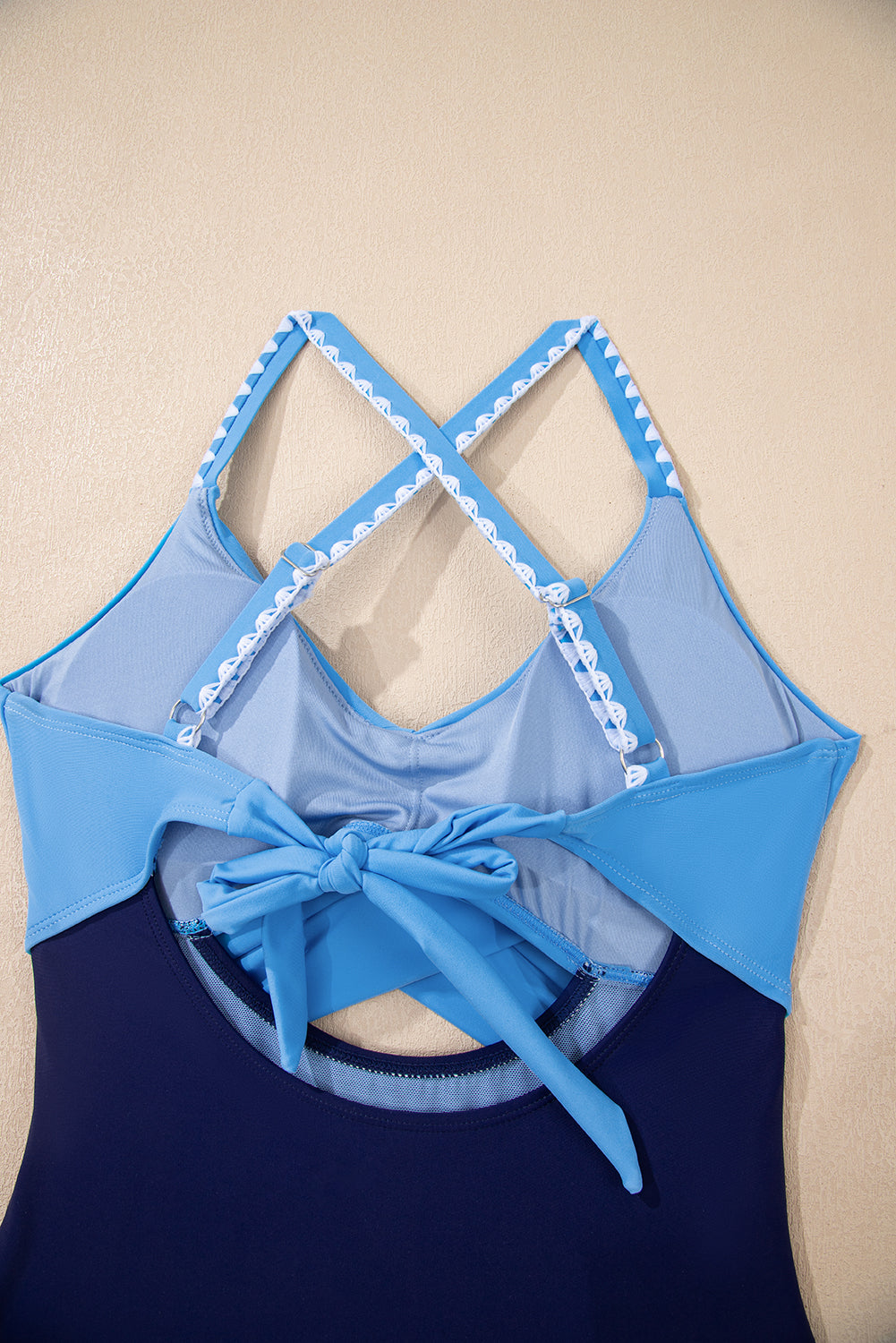 Black Ric Rac Trim Contrasted Patchwork Cutout One Piece Swimsuit-Swimwear/One Piece Swimsuit-[Adult]-[Female]-2022 Online Blue Zone Planet