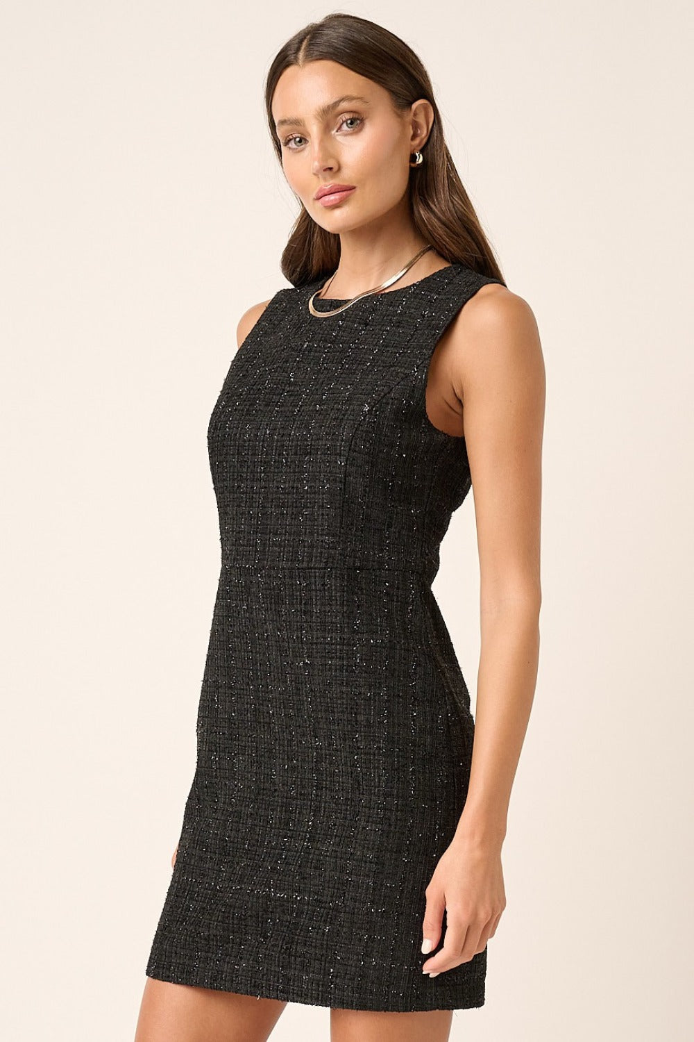 Blue Zone Planet | Mittoshop Tweed Sleeveless Mini Dress-TOPS / DRESSES-[Adult]-[Female]-2022 Online Blue Zone Planet