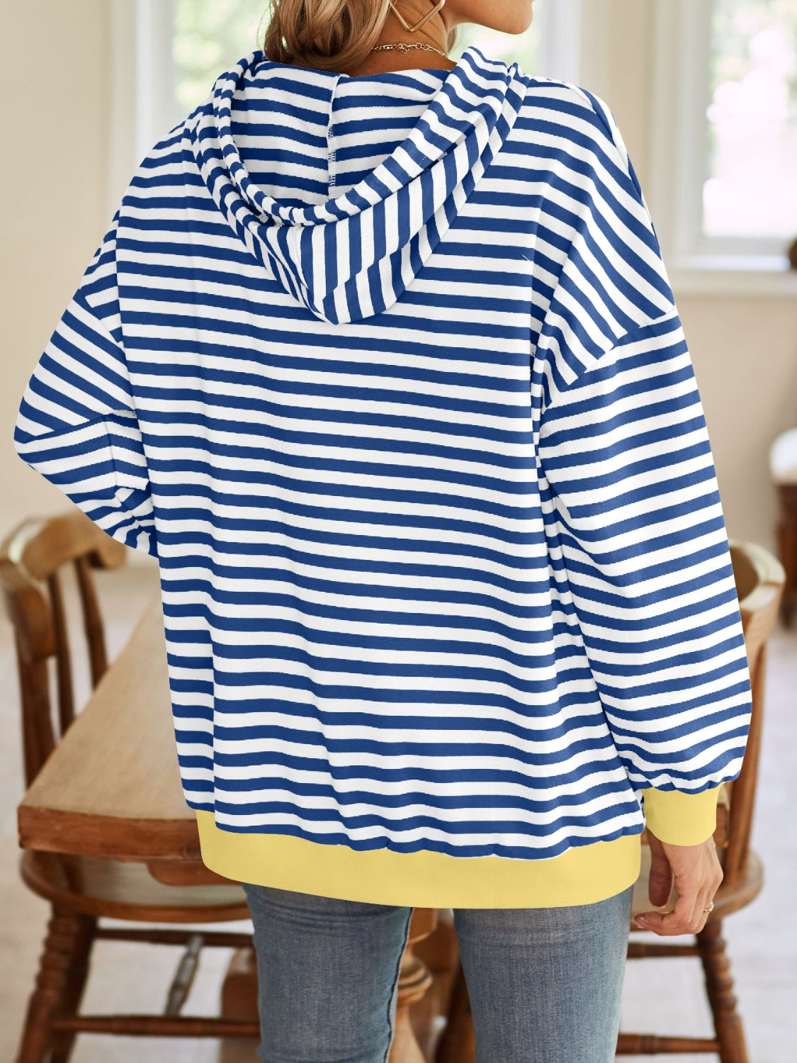 Lovelet Drawstring Striped Long Sleeve Hoodie-HOODIES-[Adult]-[Female]-2022 Online Blue Zone Planet