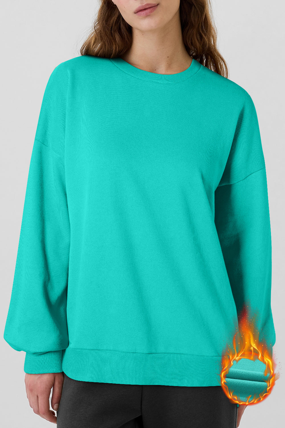 Valerian Solid Fleece Lined Drop Shoulder High Low Sweatshirt-Tops/Sweatshirts & Hoodies-[Adult]-[Female]-Sea Green-S-2022 Online Blue Zone Planet