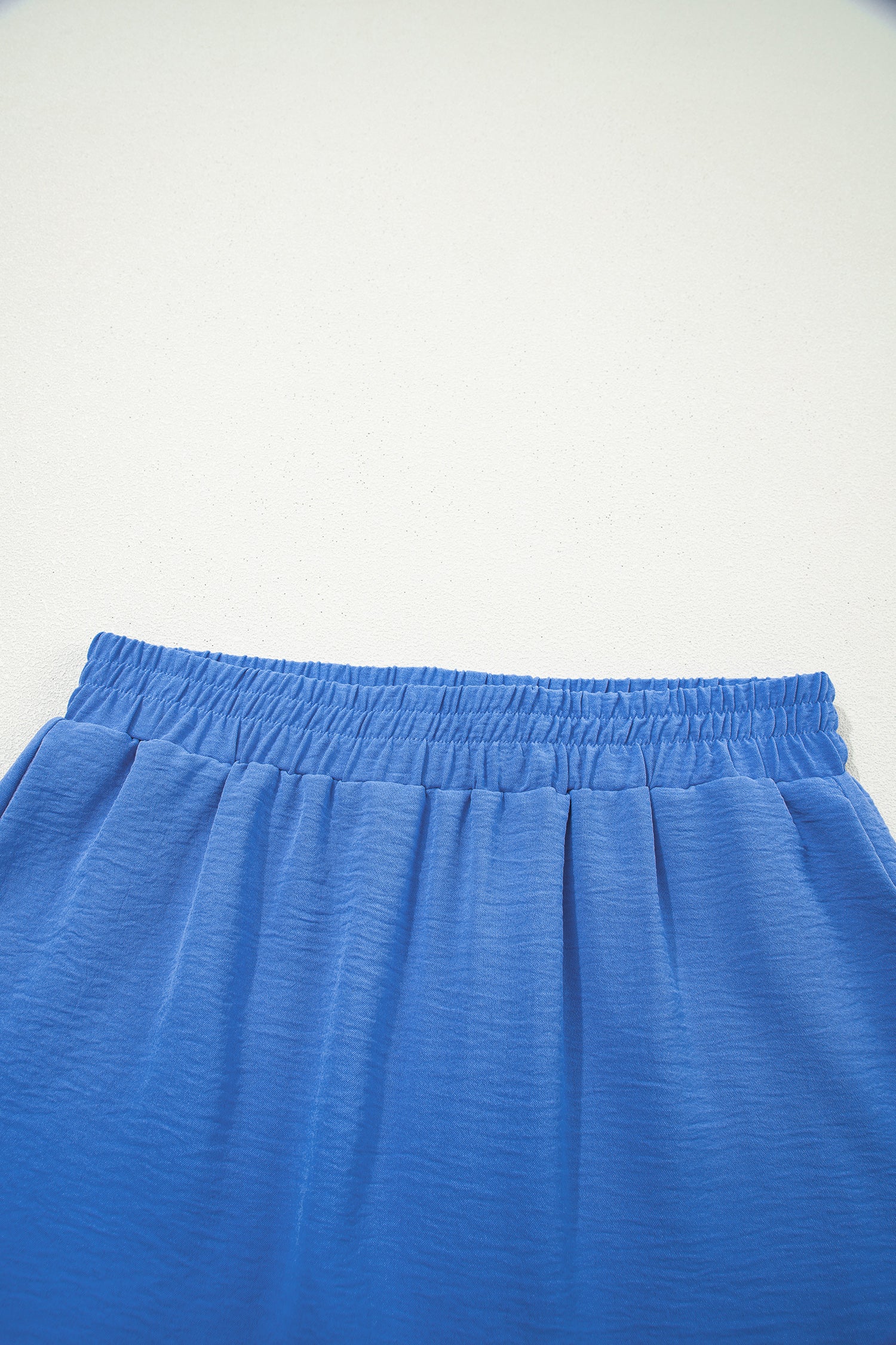 Sky Blue Solid Color Elastic Waist Casual Skort-Bottoms/Casual Shorts-[Adult]-[Female]-2022 Online Blue Zone Planet