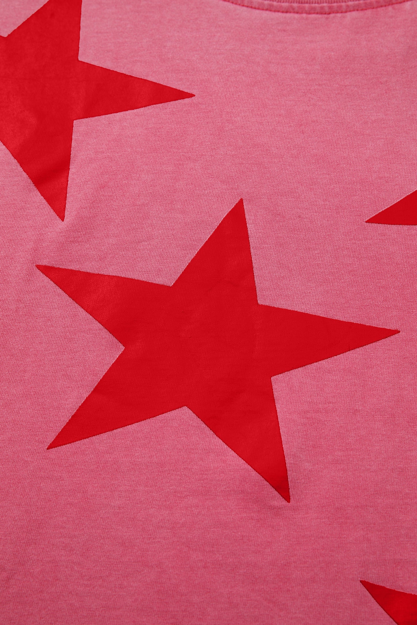 Red Independence Day Star Printed Mineral Wash T Shirt-Tops/Tops & Tees-[Adult]-[Female]-2022 Online Blue Zone Planet