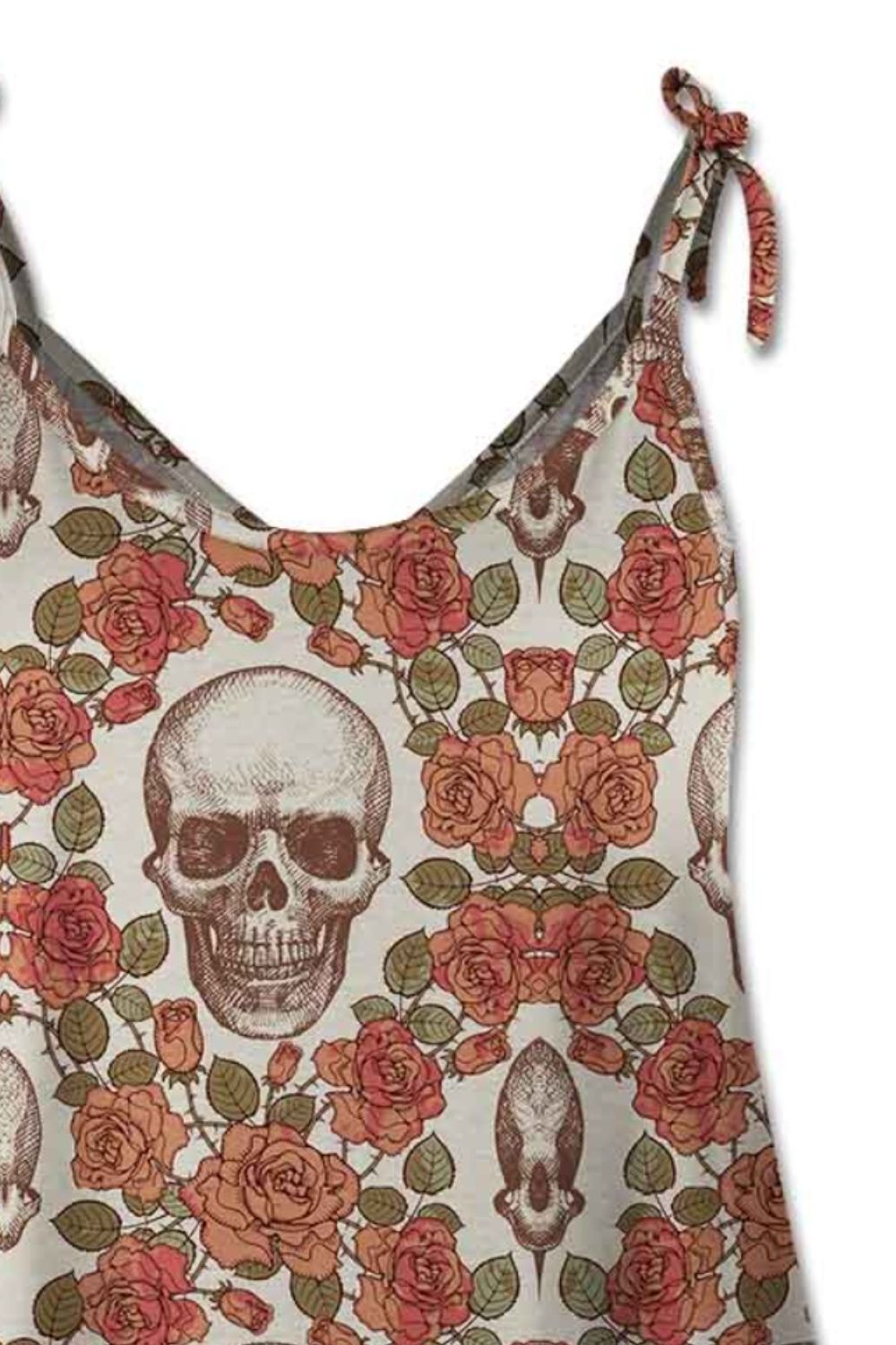 FAM-FAM Skull Scoop Neck Tie Shoulder Cami-TOPS / DRESSES-[Adult]-[Female]-2022 Online Blue Zone Planet