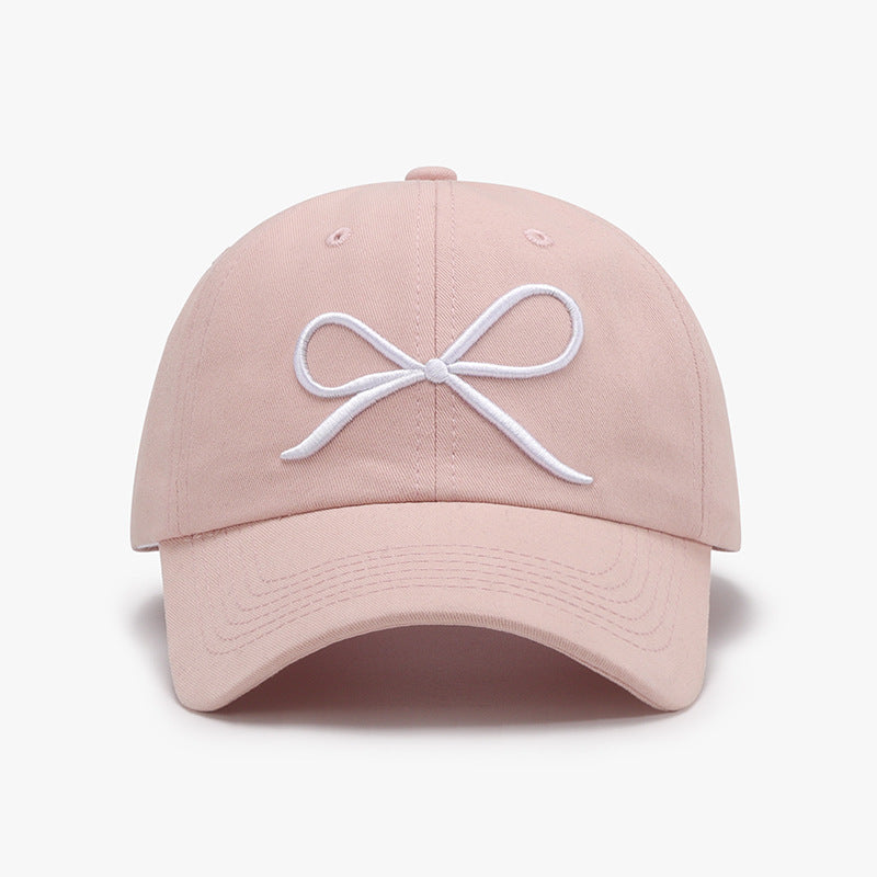 Blue Zone Planet | Bow Embroidered Cotton Baseball Cap-TOPS / DRESSES-[Adult]-[Female]-Dusty Pink-One Size-2022 Online Blue Zone Planet