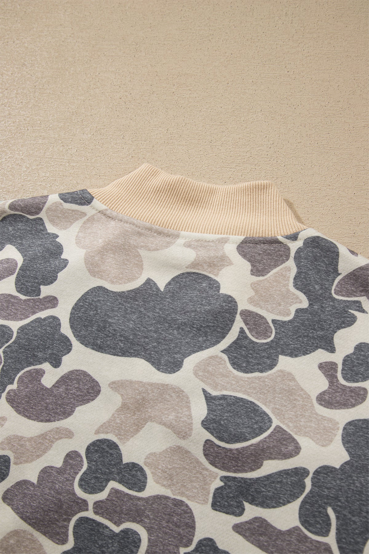 Multicolour Camouflage Print Color Block Trim Zip Bomber Sweatshirt-Tops/Sweatshirts & Hoodies-[Adult]-[Female]-2022 Online Blue Zone Planet
