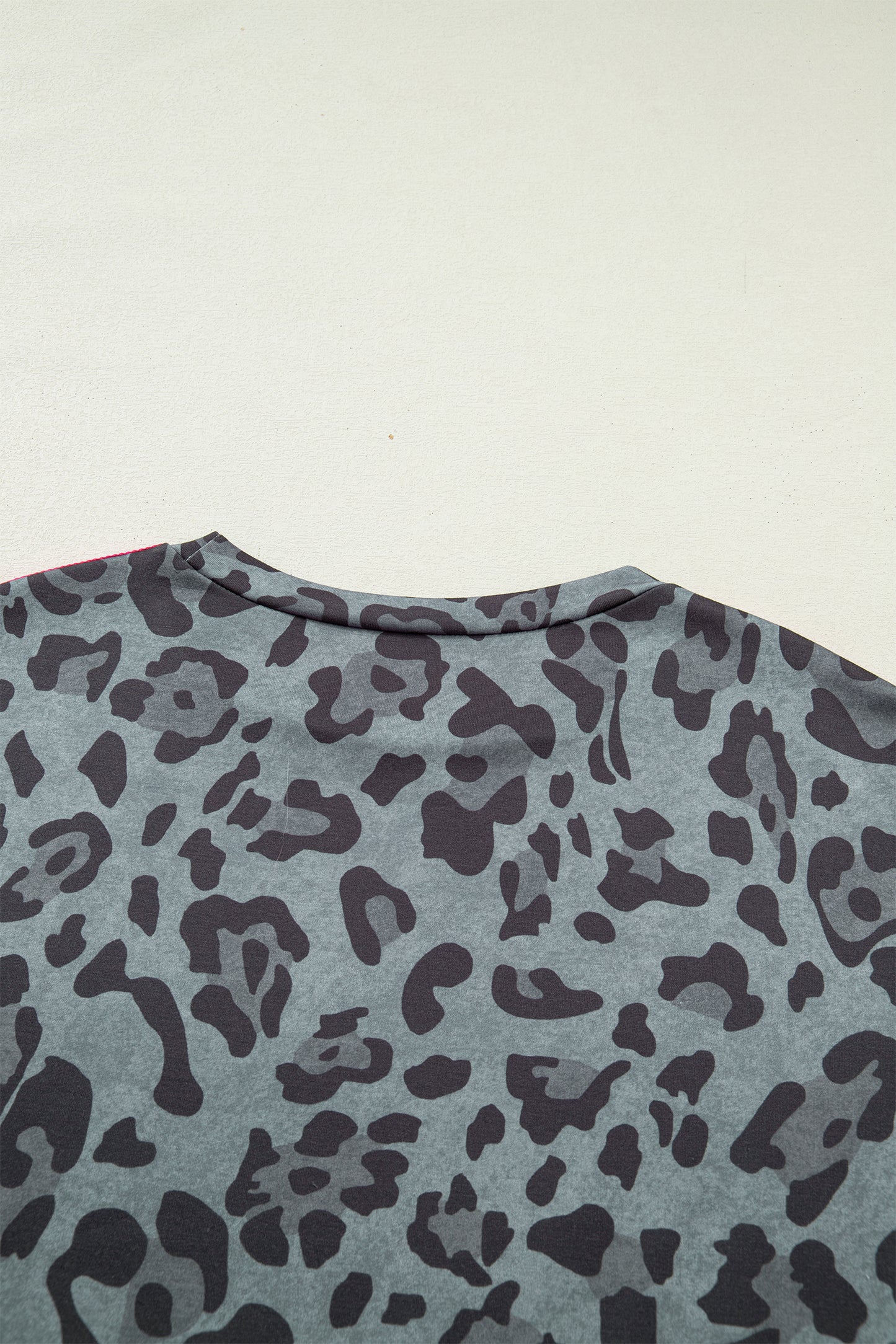 Gray Leopard Print Varsity Striped Trim Long Sleeve Top-Tops/Long Sleeve Tops-[Adult]-[Female]-2022 Online Blue Zone Planet