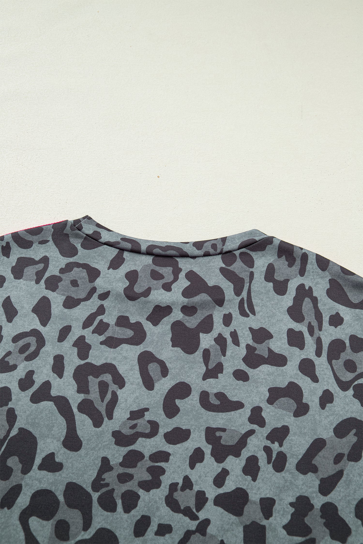 Gray Leopard Print Varsity Striped Trim Long Sleeve Top-Tops/Long Sleeve Tops-[Adult]-[Female]-2022 Online Blue Zone Planet