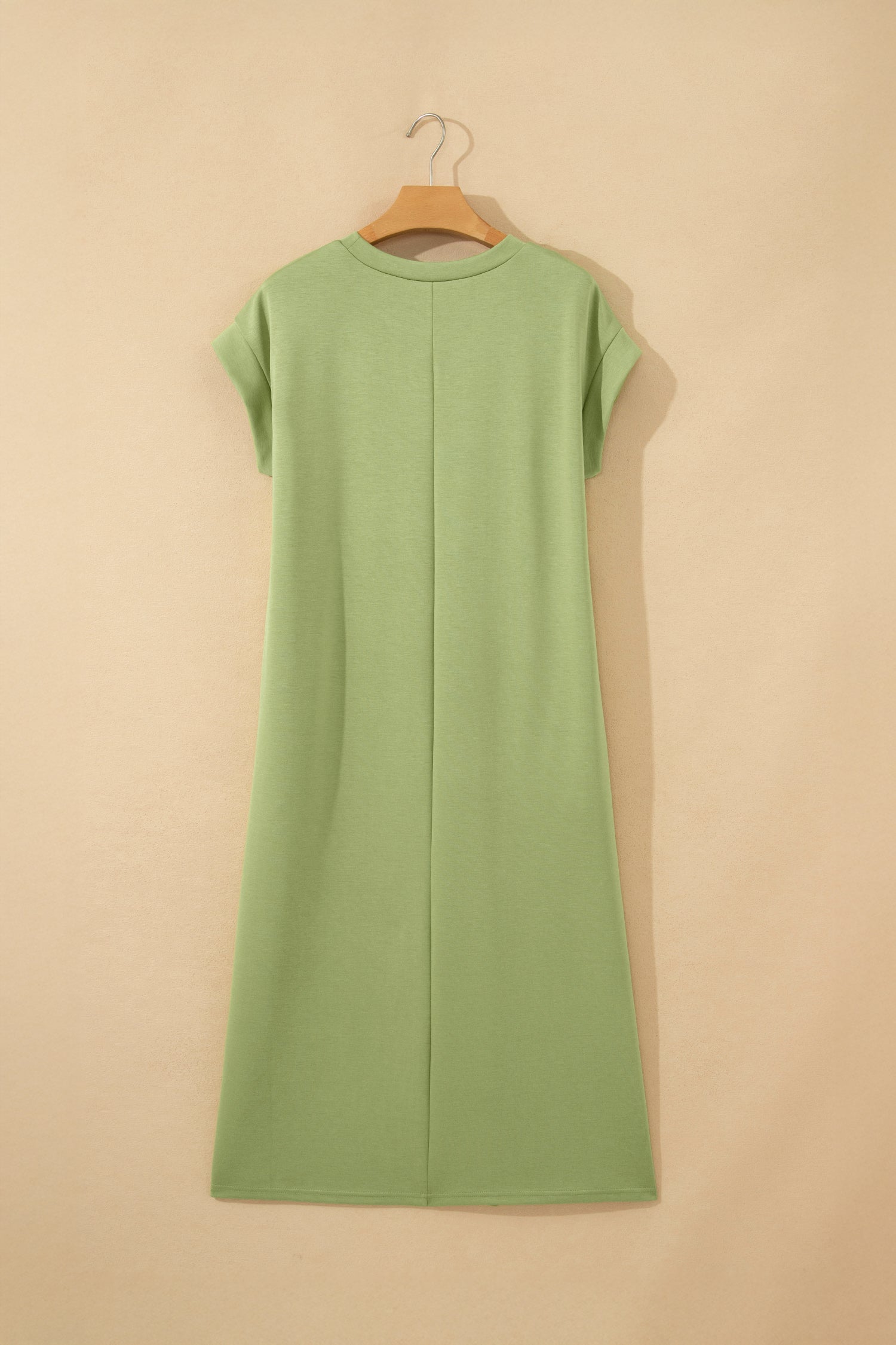 Green Bay Solid Color Long T Shirt Dress with Slits-TOPS / DRESSES-[Adult]-[Female]-2022 Online Blue Zone Planet