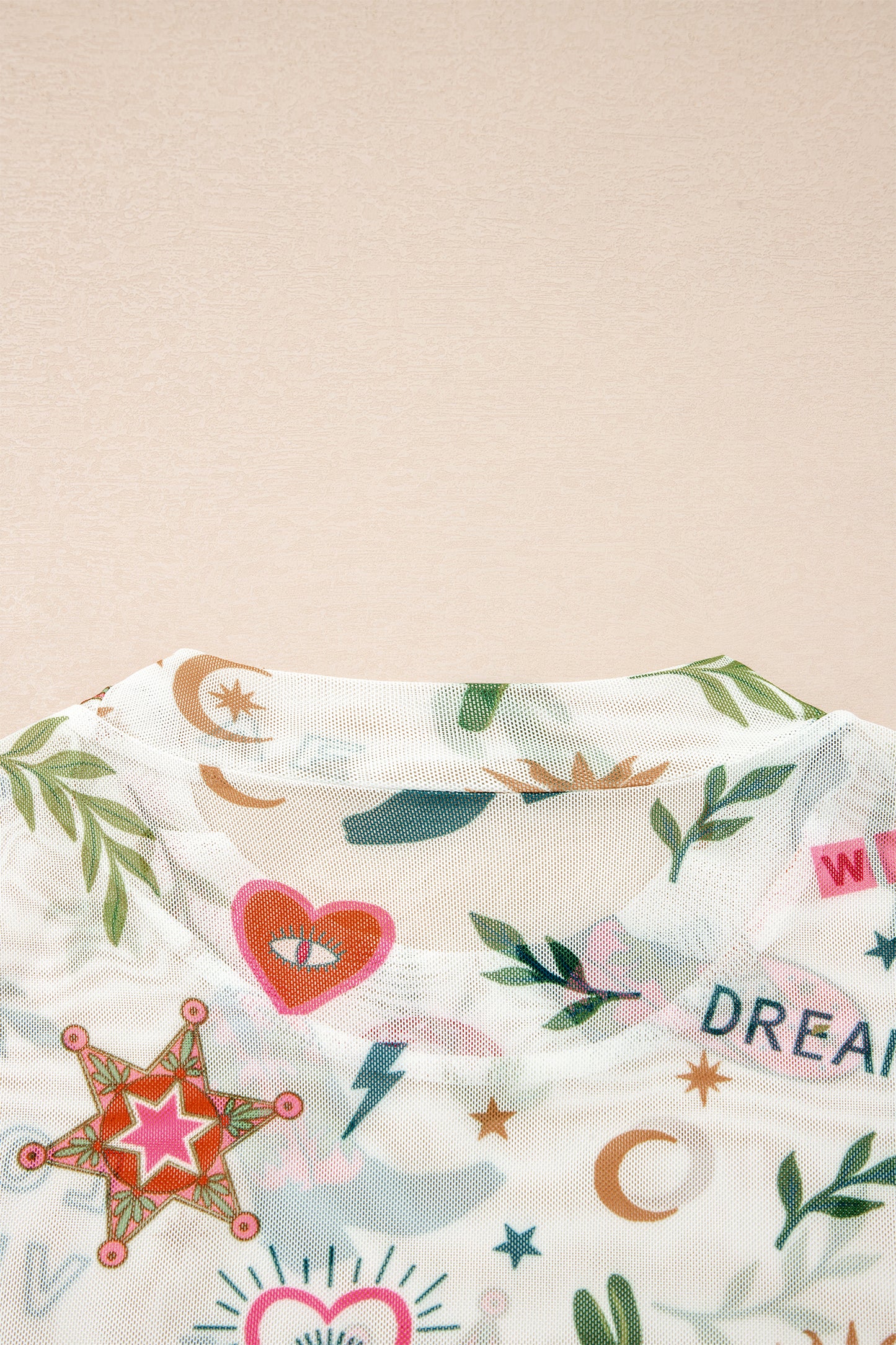 White Love Wild Dreamer Western Print Sheer Mesh Top-Tops/Tops & Tees-[Adult]-[Female]-2022 Online Blue Zone Planet