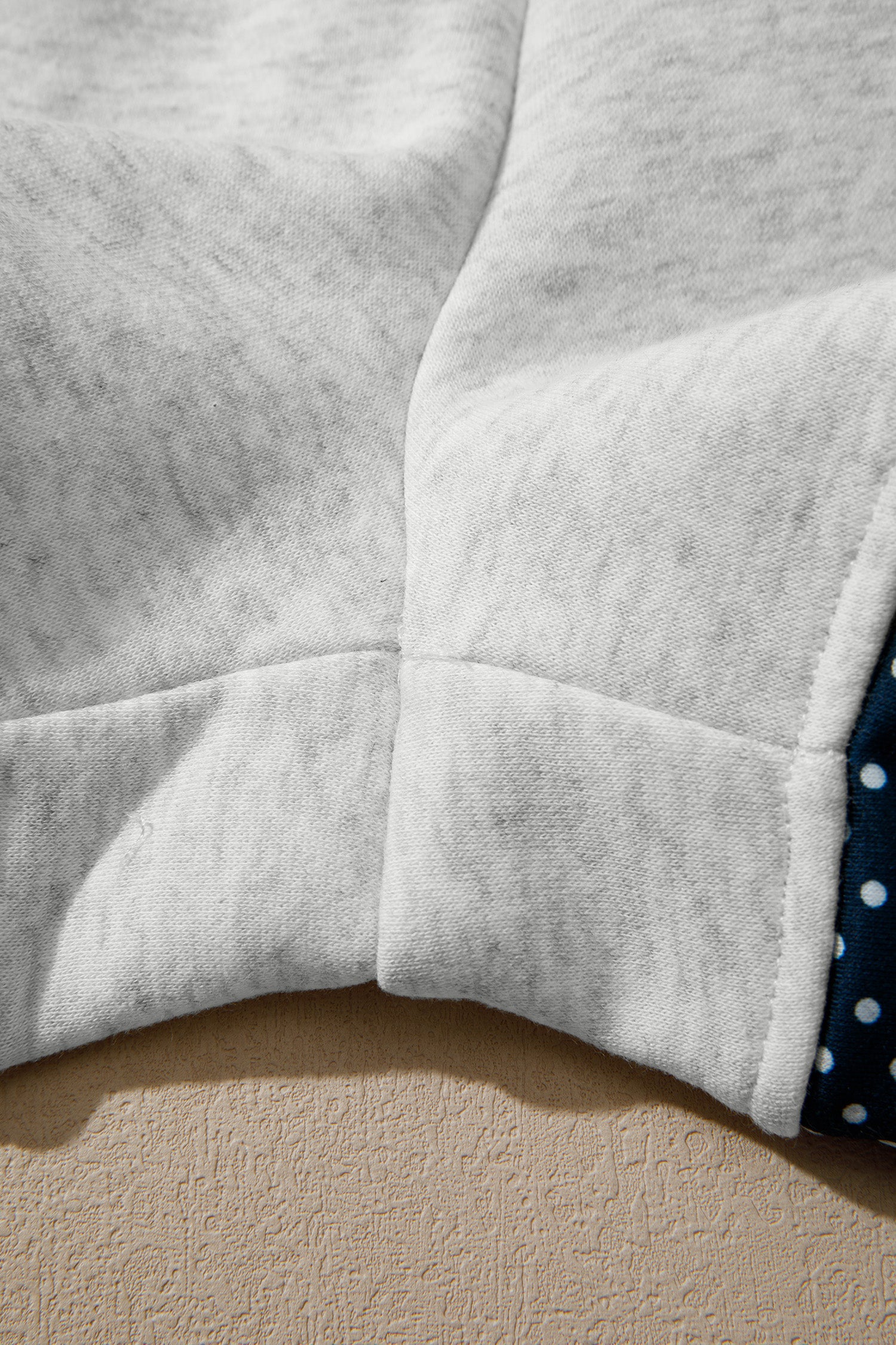 Light Grey Polka Dot Patchwork Mock Neck Pullover Casual Shorts Set-Two Piece Sets/Short Sets-[Adult]-[Female]-2022 Online Blue Zone Planet