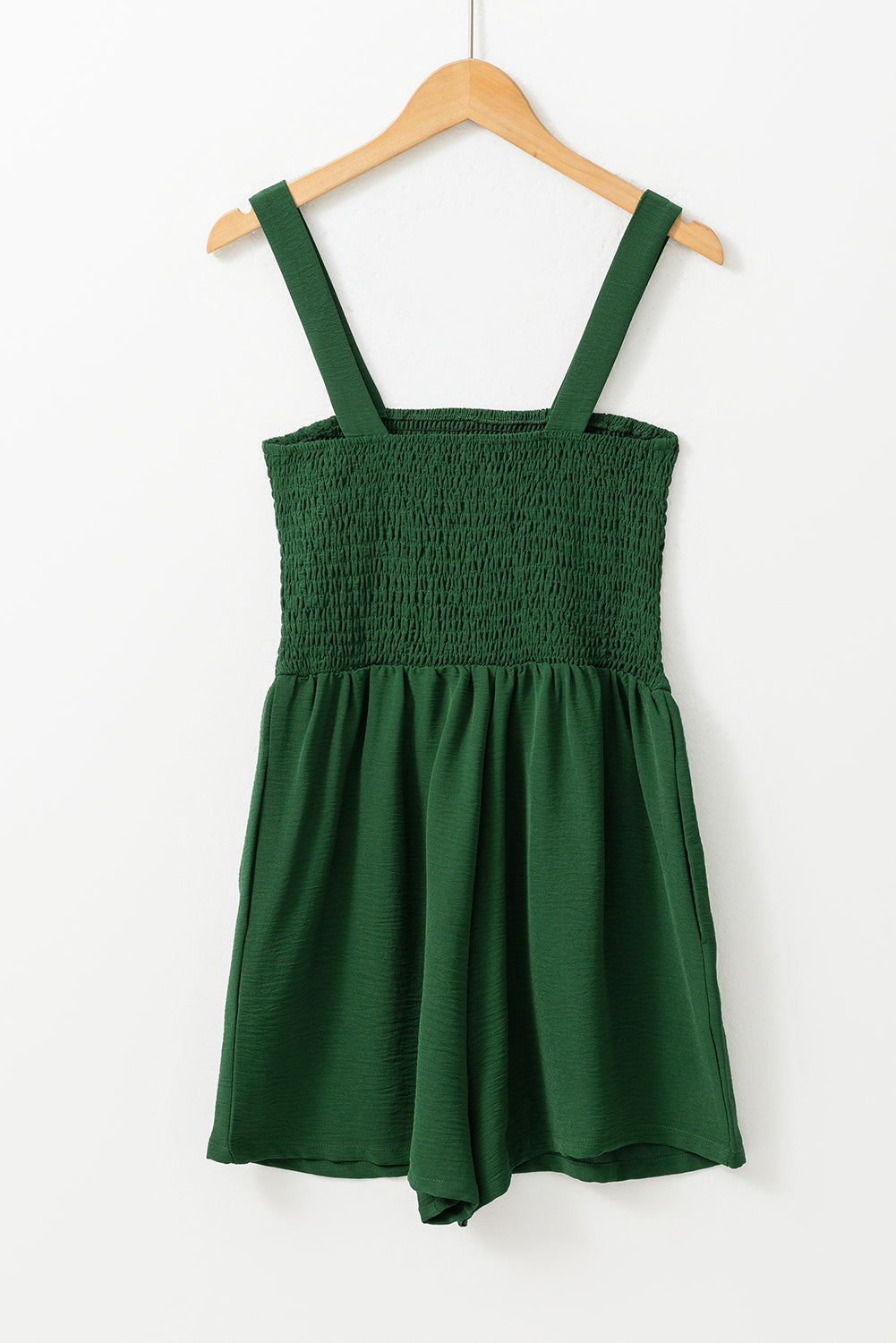 Green Casual Pocketed Smocked Sleeveless Romper-Bottoms/Jumpsuits & Rompers-[Adult]-[Female]-2022 Online Blue Zone Planet