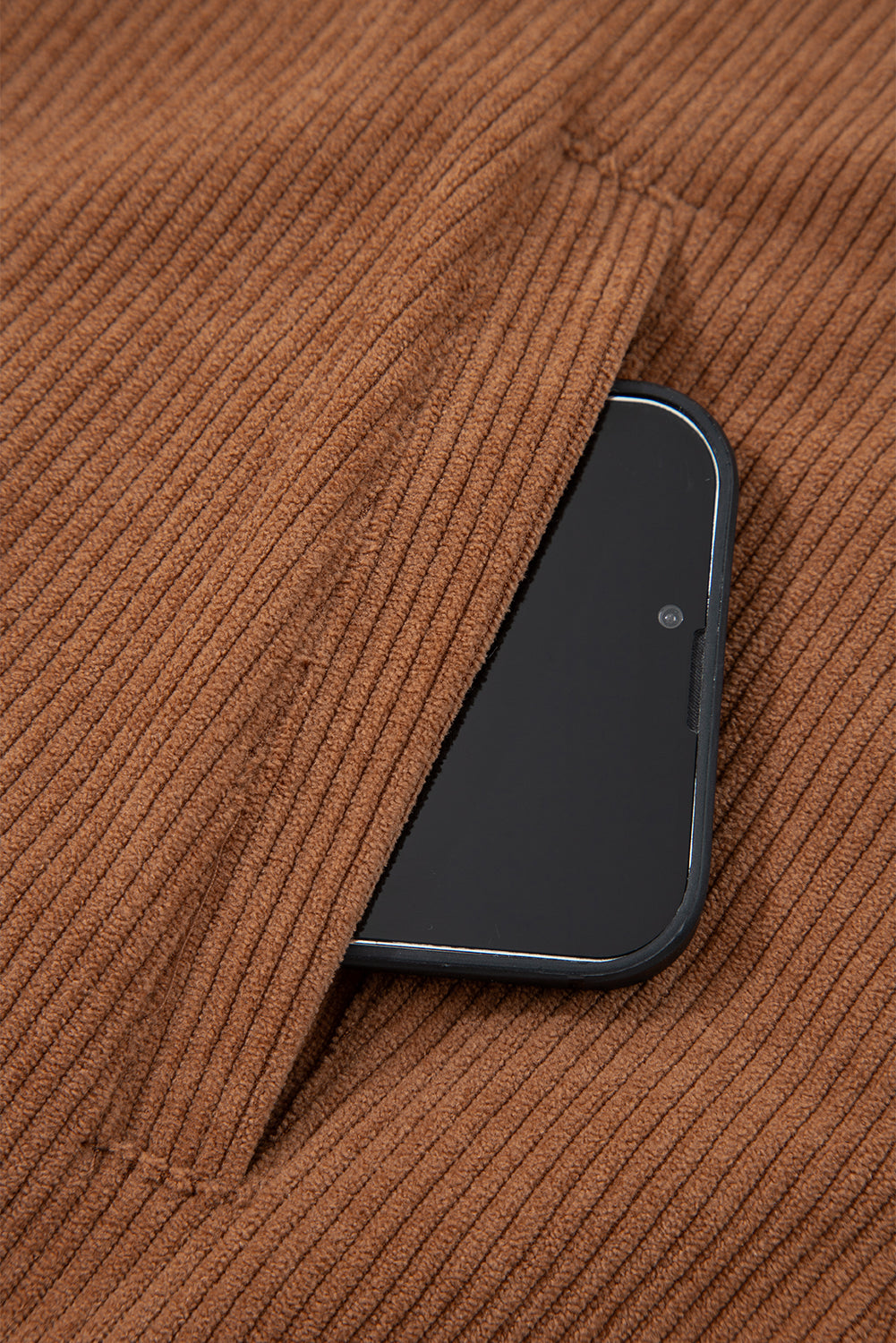 Cinnamon Fleece Lined Buttoned Flap Pockets Corduroy Jacket-Outerwear/Jackets-[Adult]-[Female]-2022 Online Blue Zone Planet