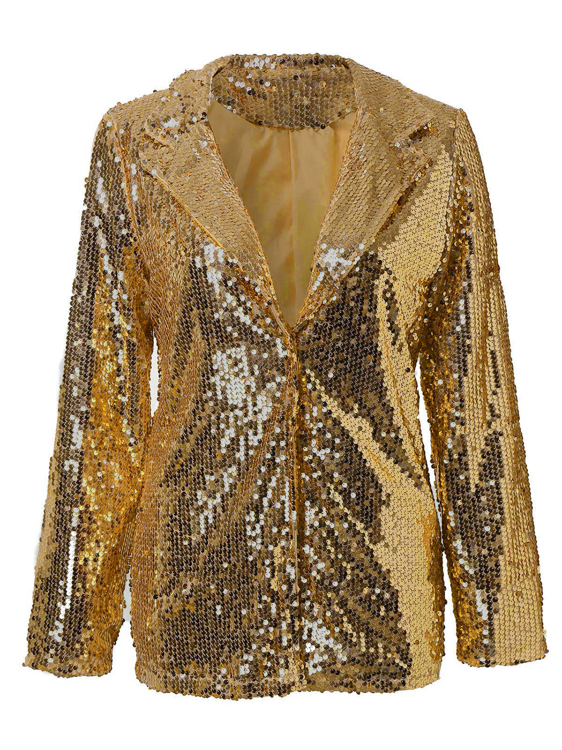 Blue Zone Planet | Sequin Lapel Collar Long Sleeve Blazer-TOPS / DRESSES-[Adult]-[Female]-2022 Online Blue Zone Planet