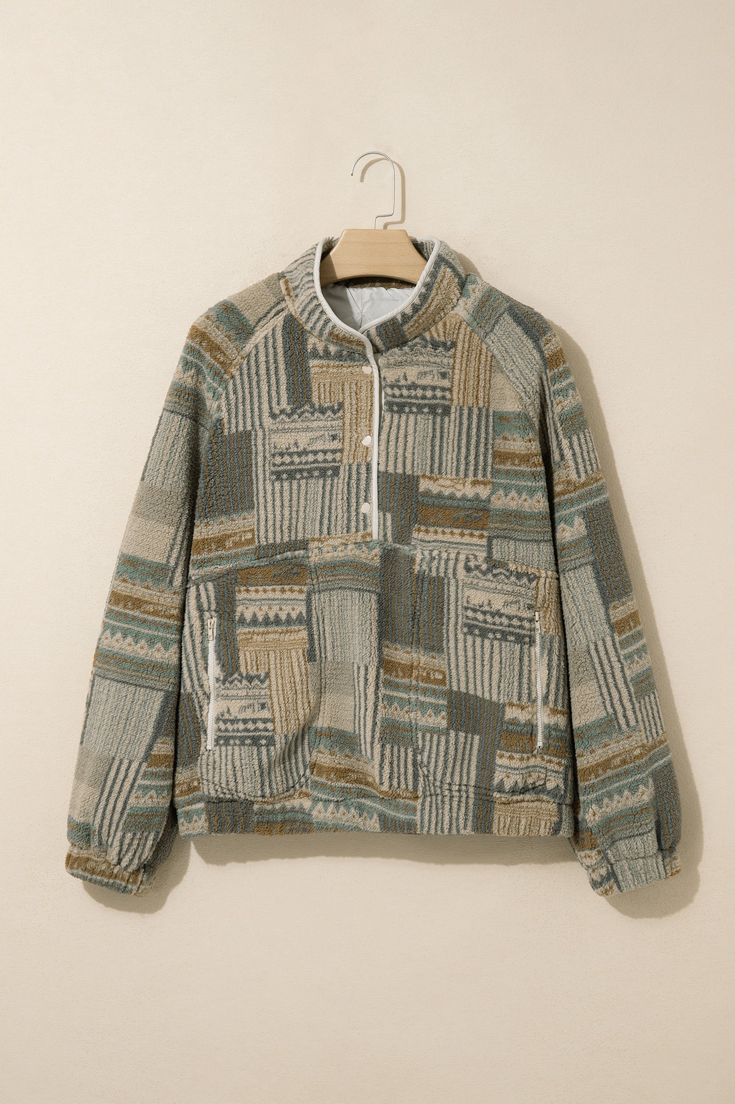 Green Western Print Fleece Pullover Long Sleeve Casual Fit Sweatshirt-Tops/Sweatshirts & Hoodies-[Adult]-[Female]-2022 Online Blue Zone Planet