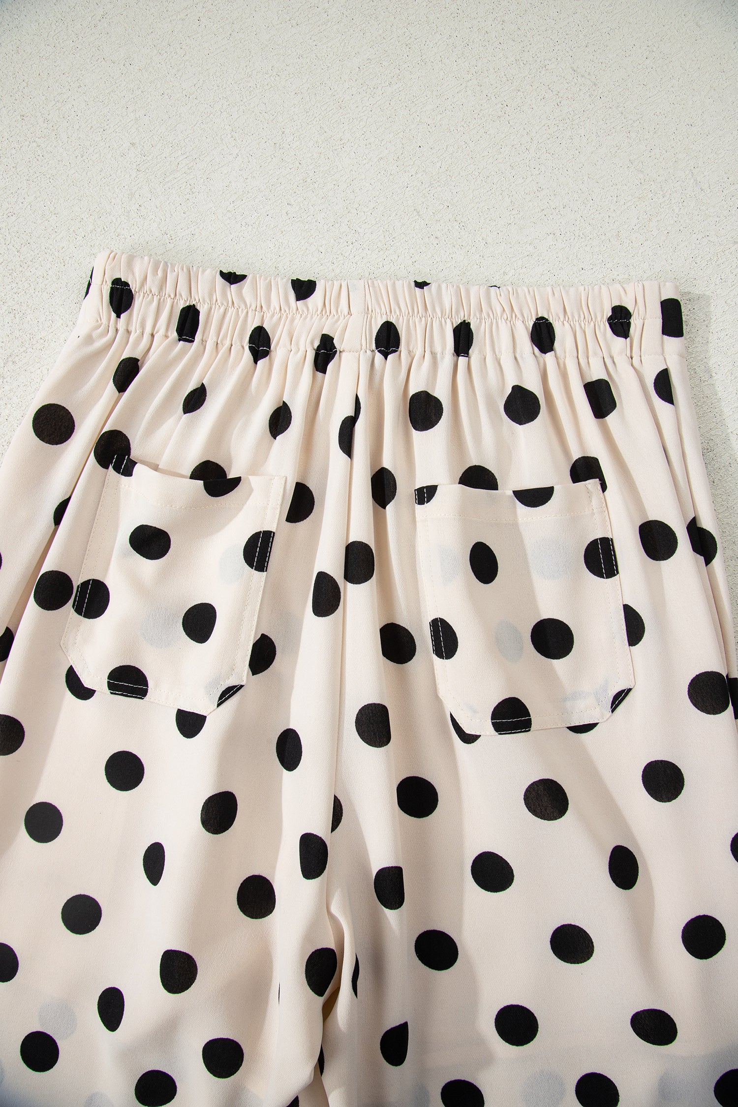 White Polka Dot Print Patched Pocket Loose Pants-Bottoms/Pants & Culotte-[Adult]-[Female]-2022 Online Blue Zone Planet