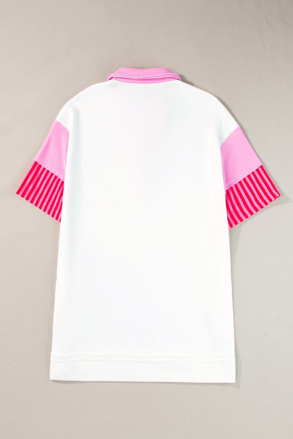 Blue Zone Planet | Pink Stripe Colorblock Patchwork Short Sleeve T Shirt Dress-TOPS / DRESSES-[Adult]-[Female]-2022 Online Blue Zone Planet